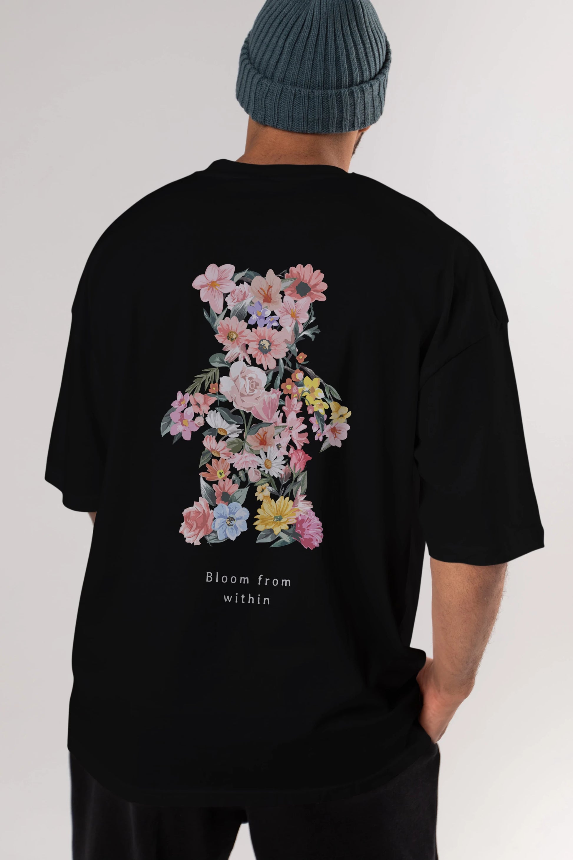Bloom from Bear Arka Baskılı Oversize t-shirt Erkek Kadın Unisex