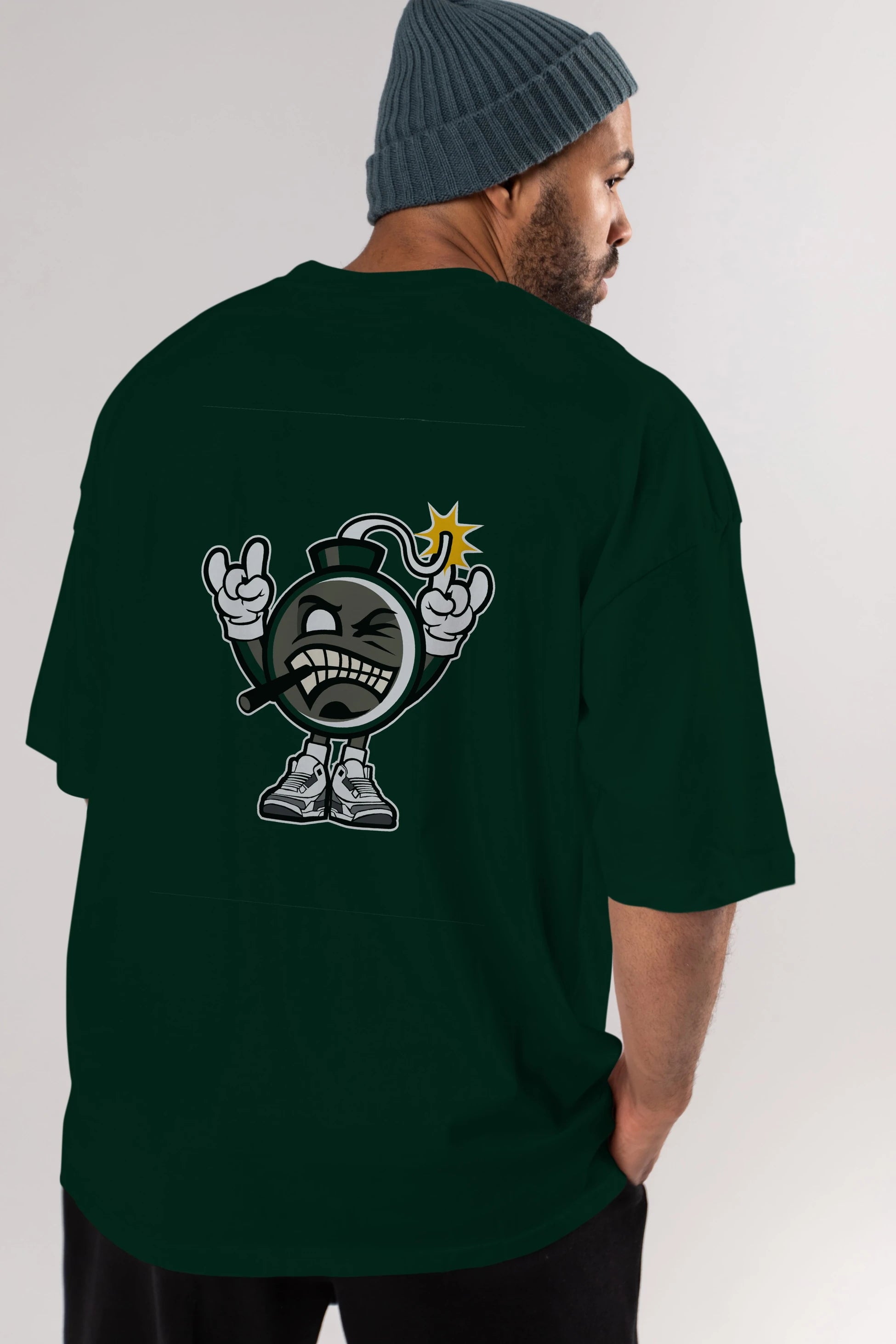 Evil Bomb Arka Baskılı Oversize t-shirt Erkek Kadın Unisex %100 Pamuk tişort