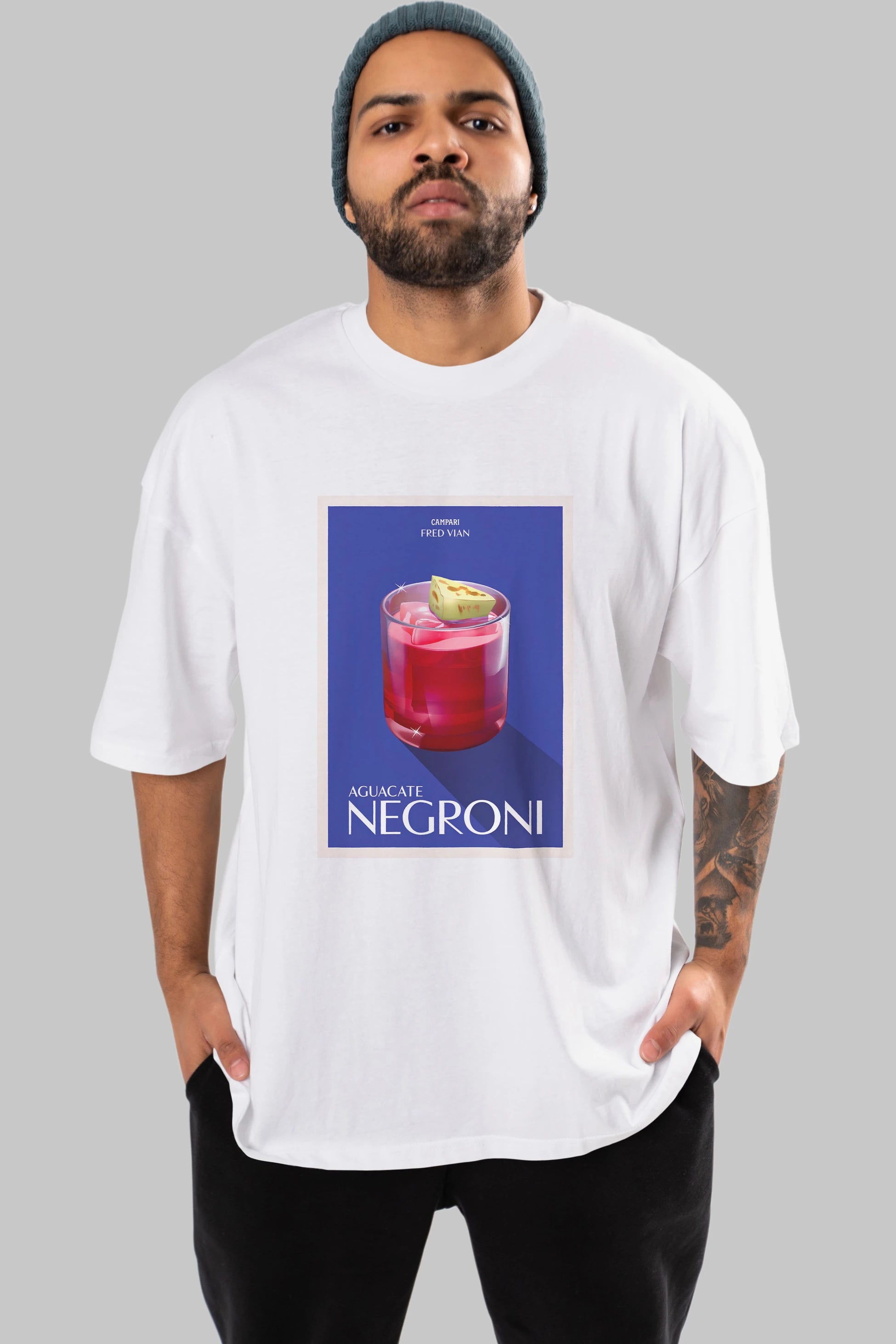 Aguacate Negroni Ön Baskılı Oversize t-shirt Erkek Kadın Unisex %100 Pamuk Bisiklet Yaka tişort