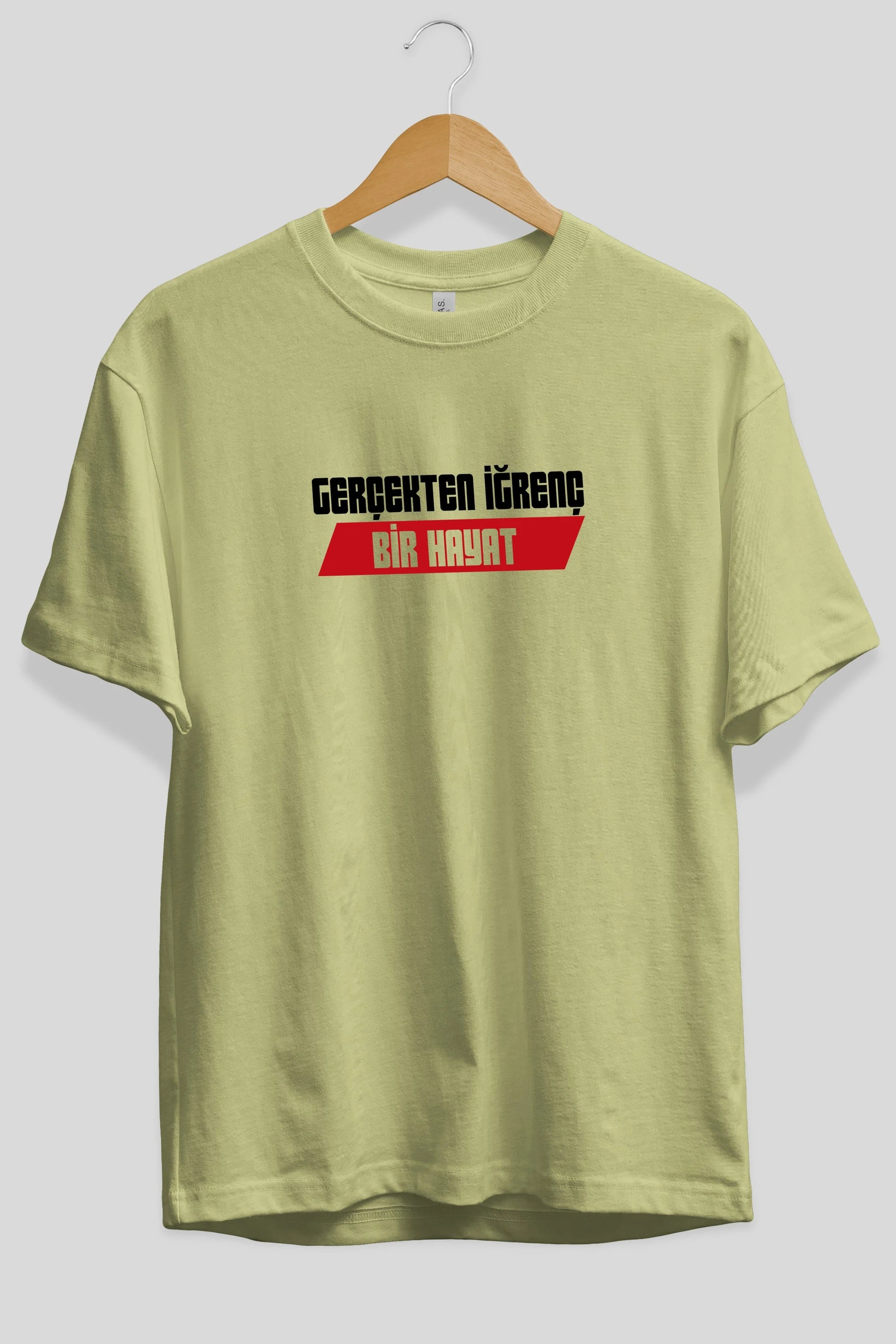 Gerçekte İğrenç Bir Hayat2 Ön Baskılı Oversize t-shirt %100 pamuk Erkek Kadın Unisex