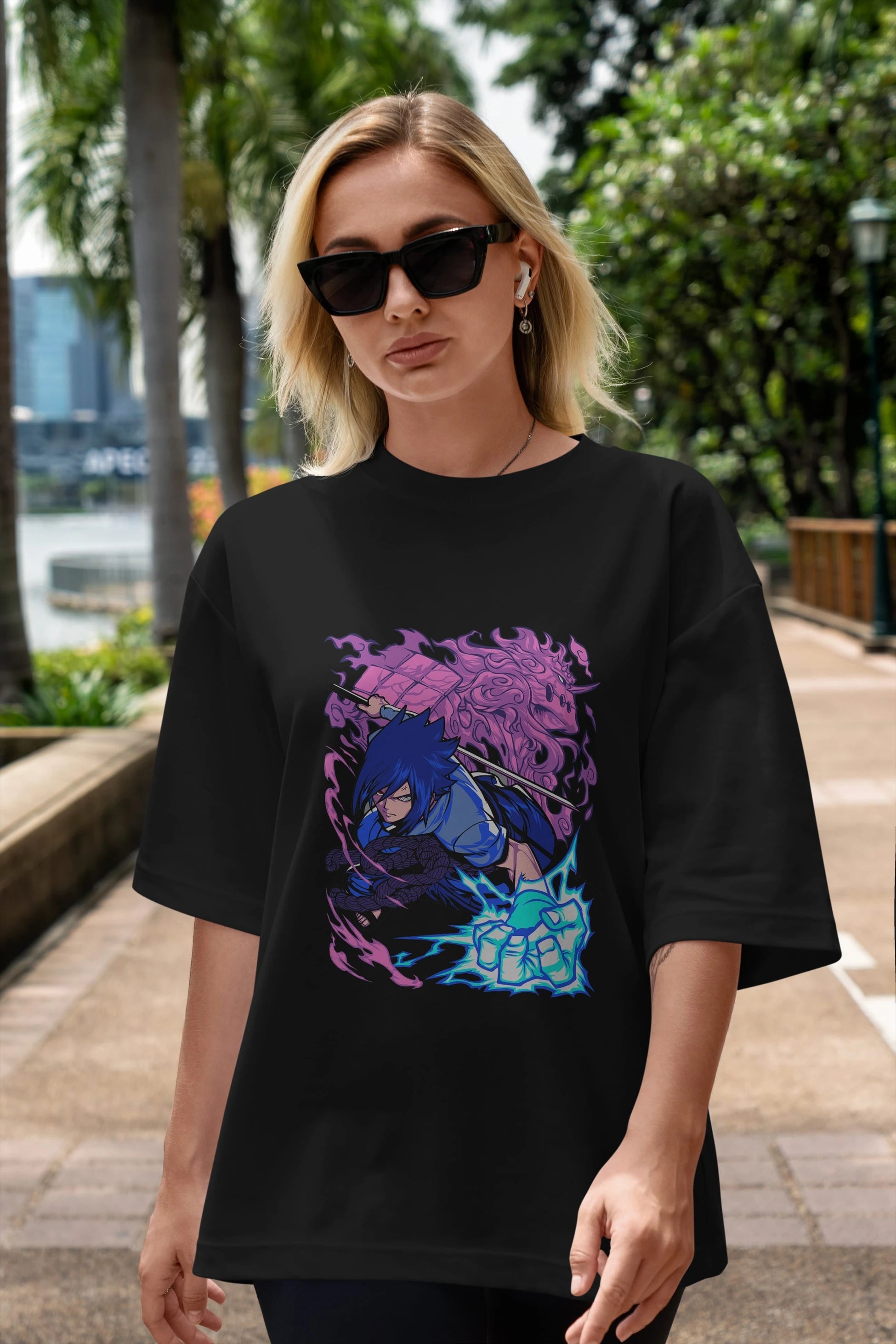 NARUTO SASUKE UCHIHA 2 Anime Ön Baskılı Oversize t-shirt %100 pamuk Erkek Kadın Unisex