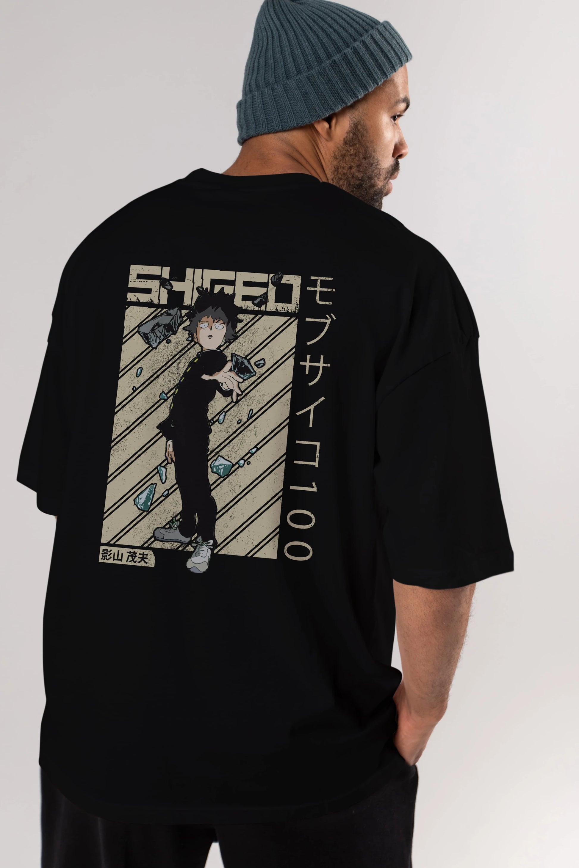 Shigeo Kageyama 3 Anime Arka Baskılı Oversize t-shirt Erkek Kadın Unisex