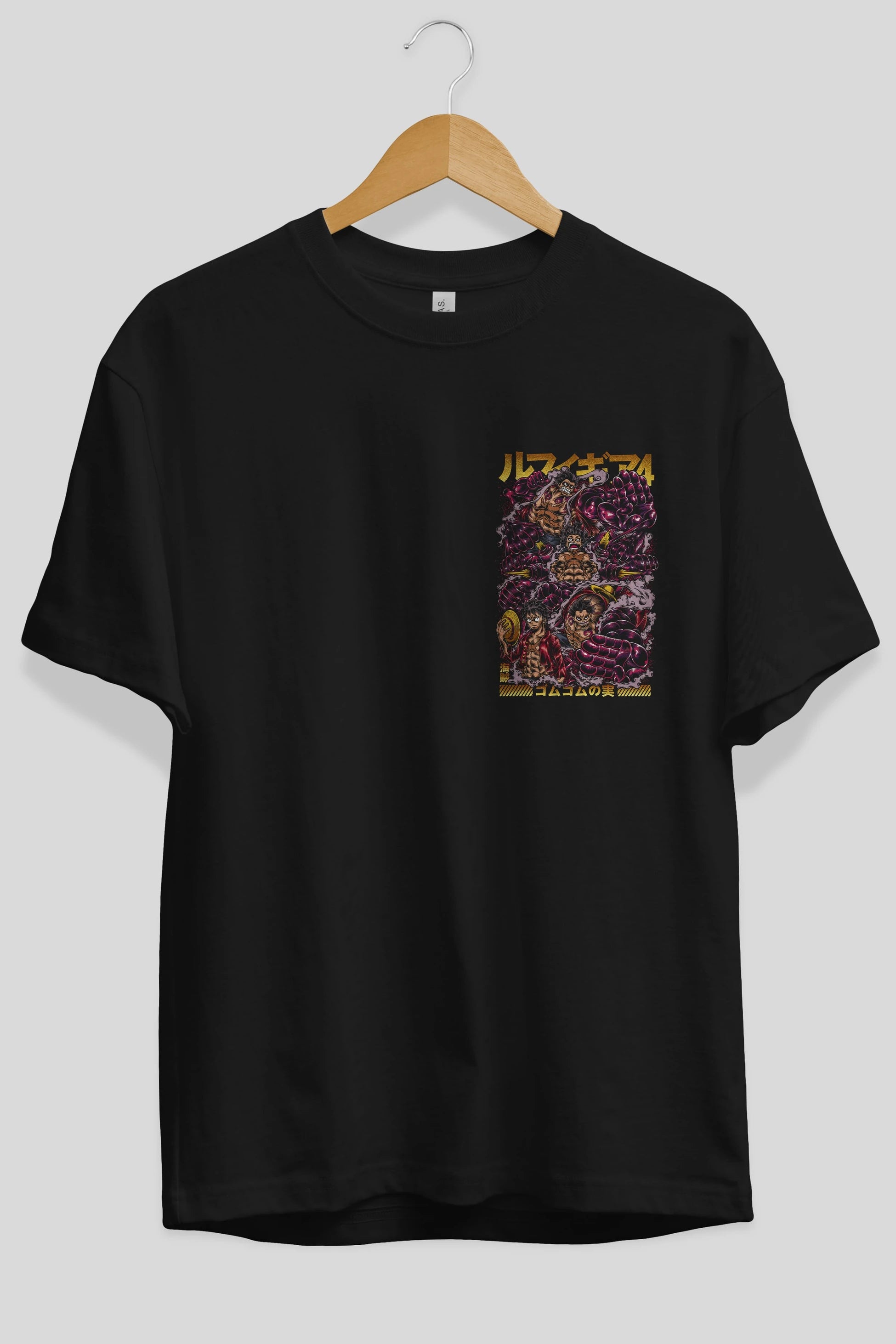 MONKEY D. LUFFY (2) Ön Sol Baskılı Oversize t-shirt Erkek Kadın Unisex %100 Pamuk Bisiklet Yaka tişort