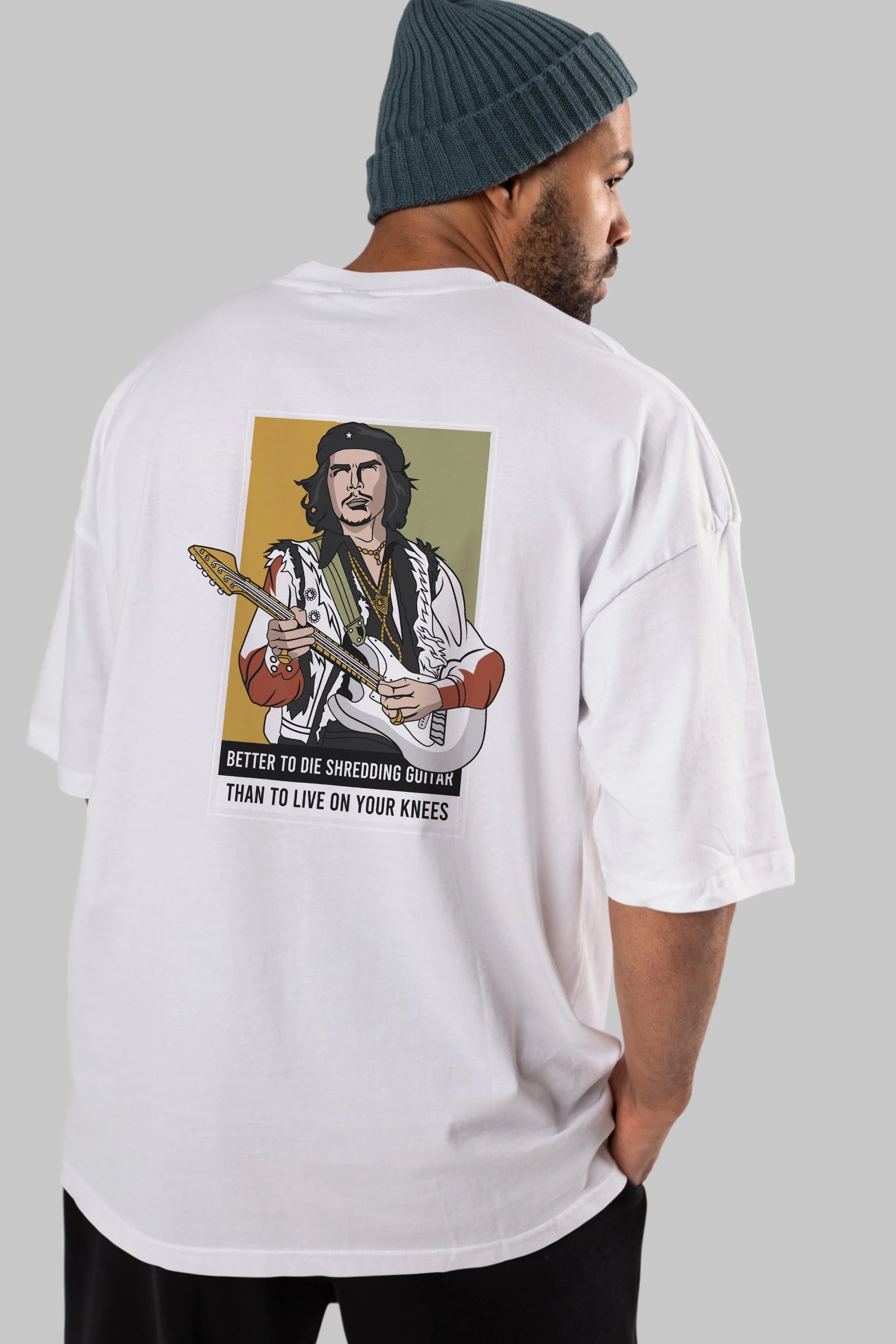Che Guevara Hendrix Arka Baskılı Oversize t-shirt Erkek Kadın Unisex %100 Pamuk tişort