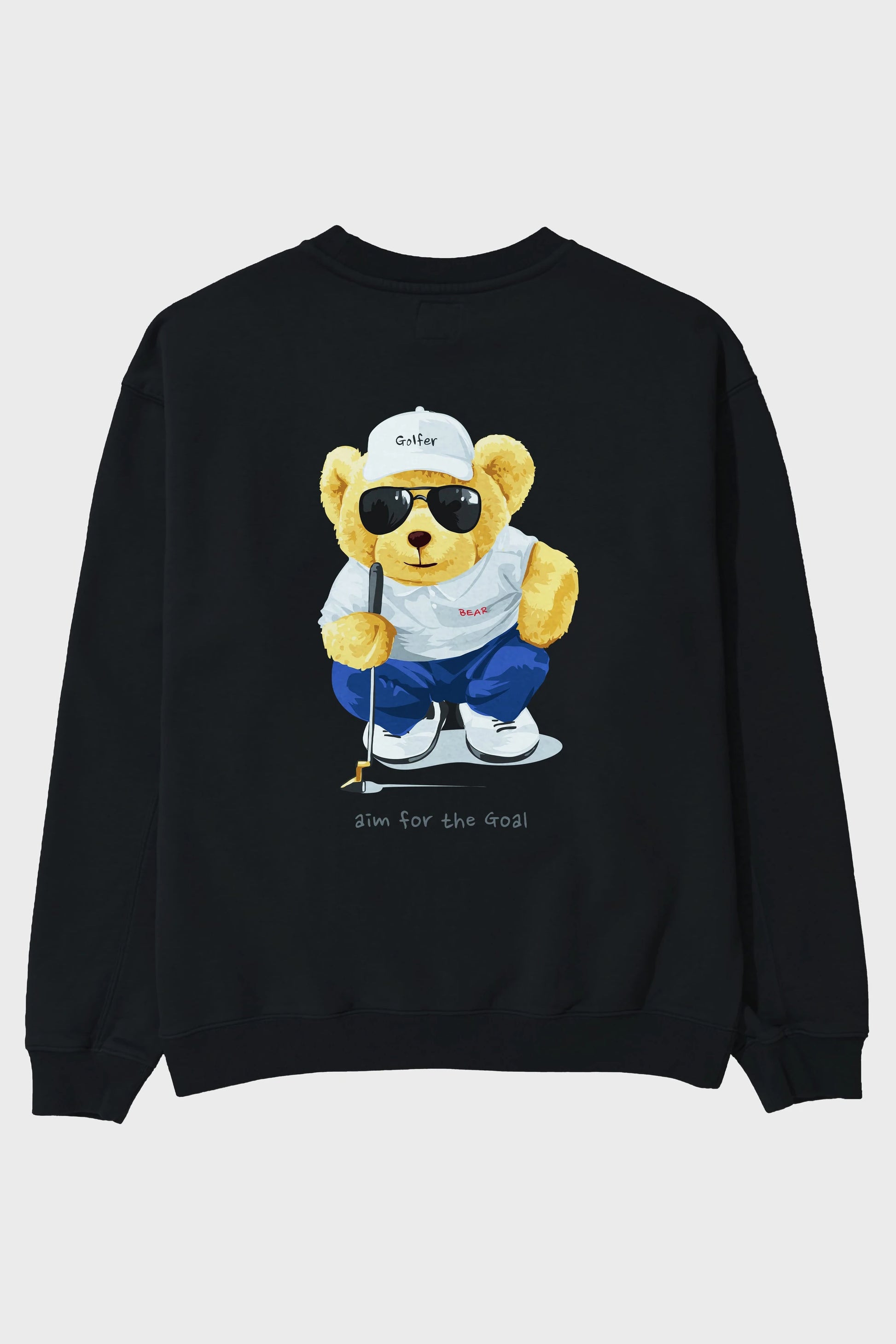 Teddy Bear Golfer Arka Baskılı Oversize Sweatshirt Erkek Kadın Unisex