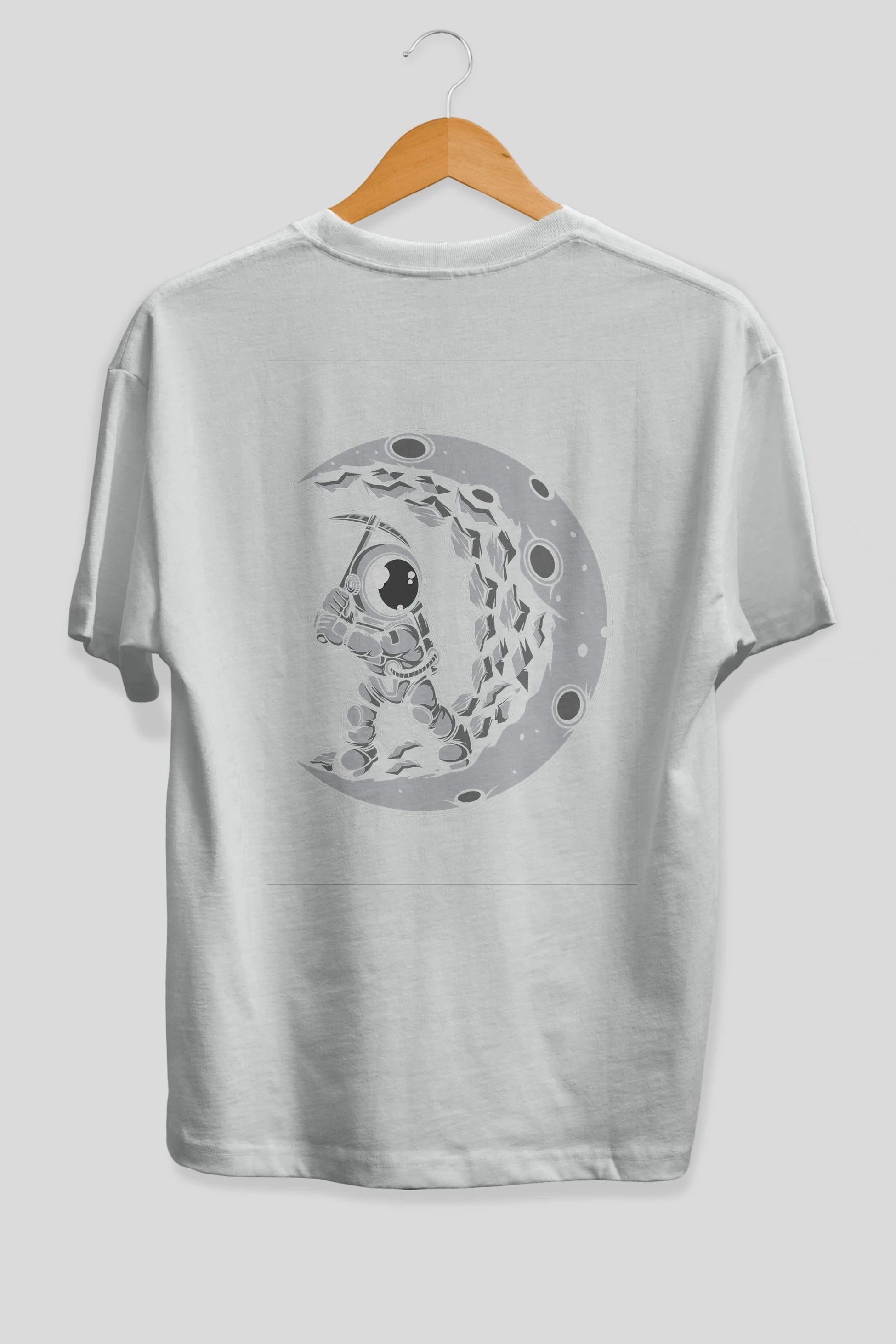Astronaut Moon Digger Arka Baskılı Oversize t-shirt Erkek Kadın Unisex