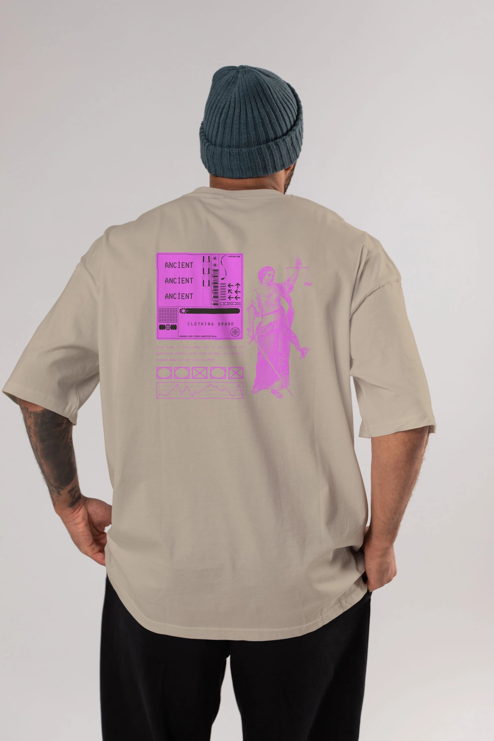 Ancient Streetwear Arka Baskılı Oversize t-shirt Erkek Kadın Unisex