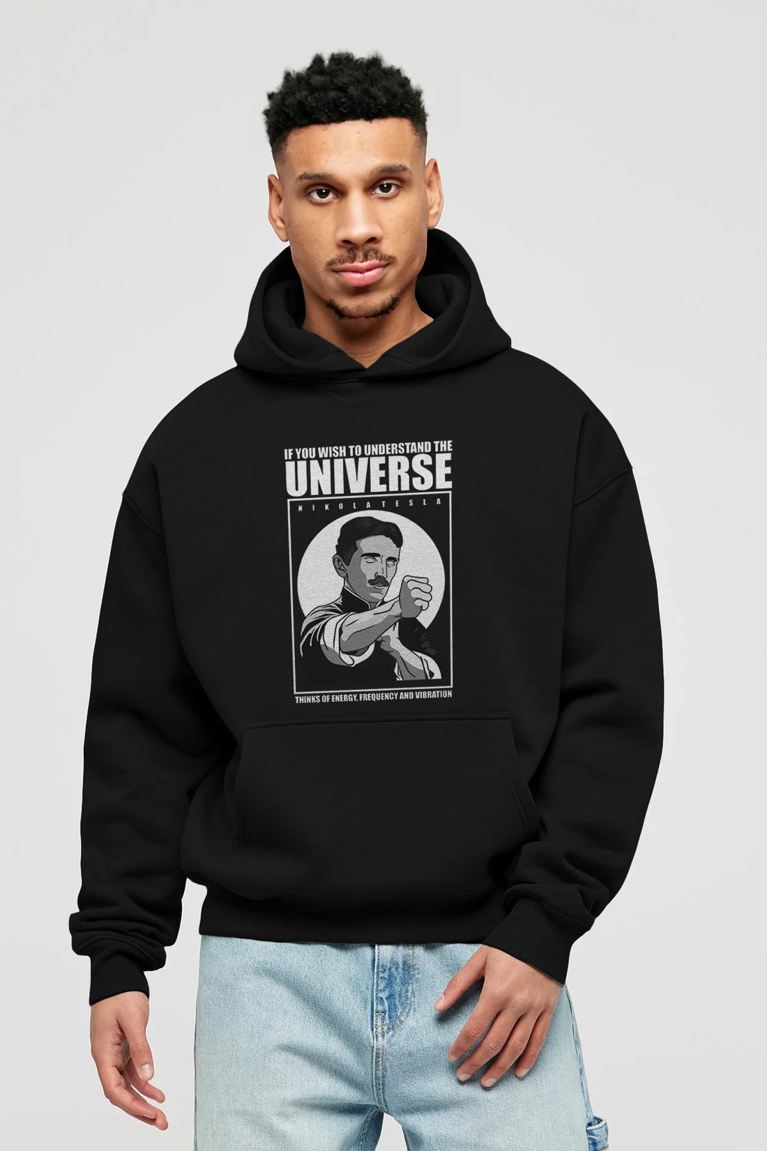 Nicola Tesla Ip Man Ön Baskılı Hoodie Oversize Kapüşonlu Sweatshirt Erkek Kadın Unisex