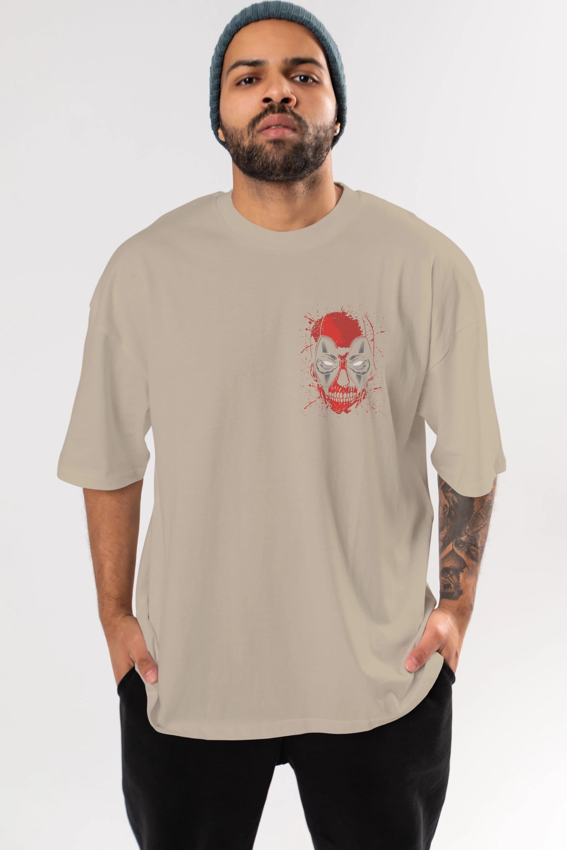 Deadpool (3) Ön Sol Baskılı Oversize t-shirt Erkek Kadın Unisex %100 Pamuk Bisiklet Yaka tişort