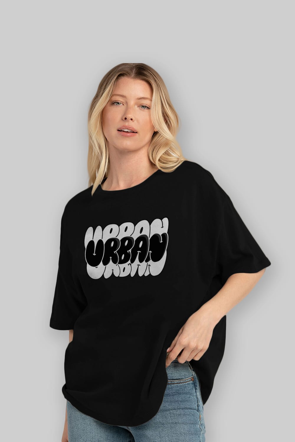 Urban Yazılı Ön Baskılı Oversize t-shirt Erkek Kadın Unisex