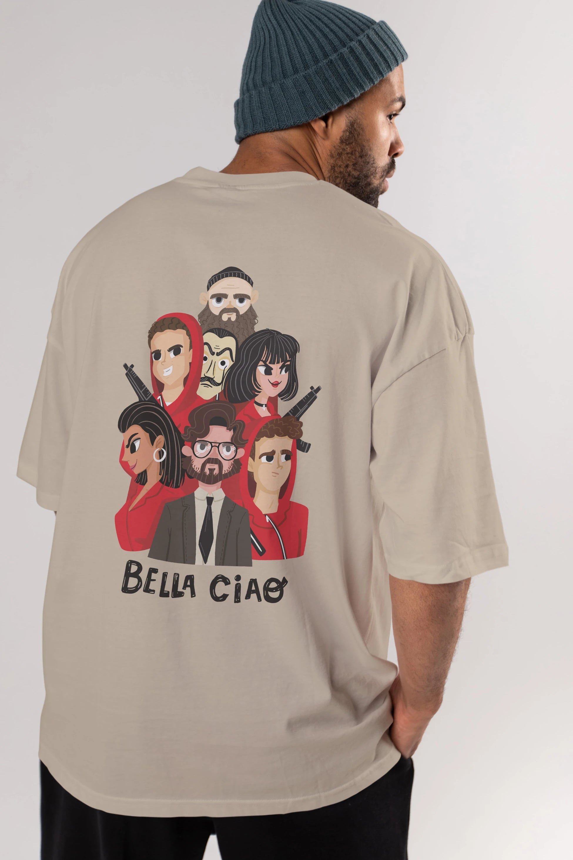 La Casa De Papel (13) Arka Baskılı Oversize t-shirt Erkek Kadın Unisex %100 Pamuk Bisiklet Yaka tişort