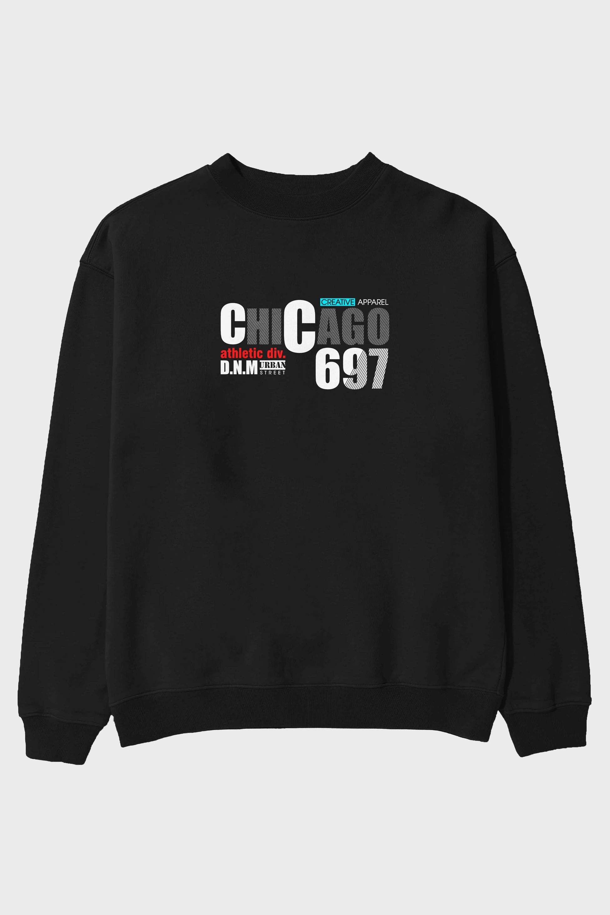 Chicago 697 Ön Baskılı Oversize Sweatshirt Erkek Kadın Unisex