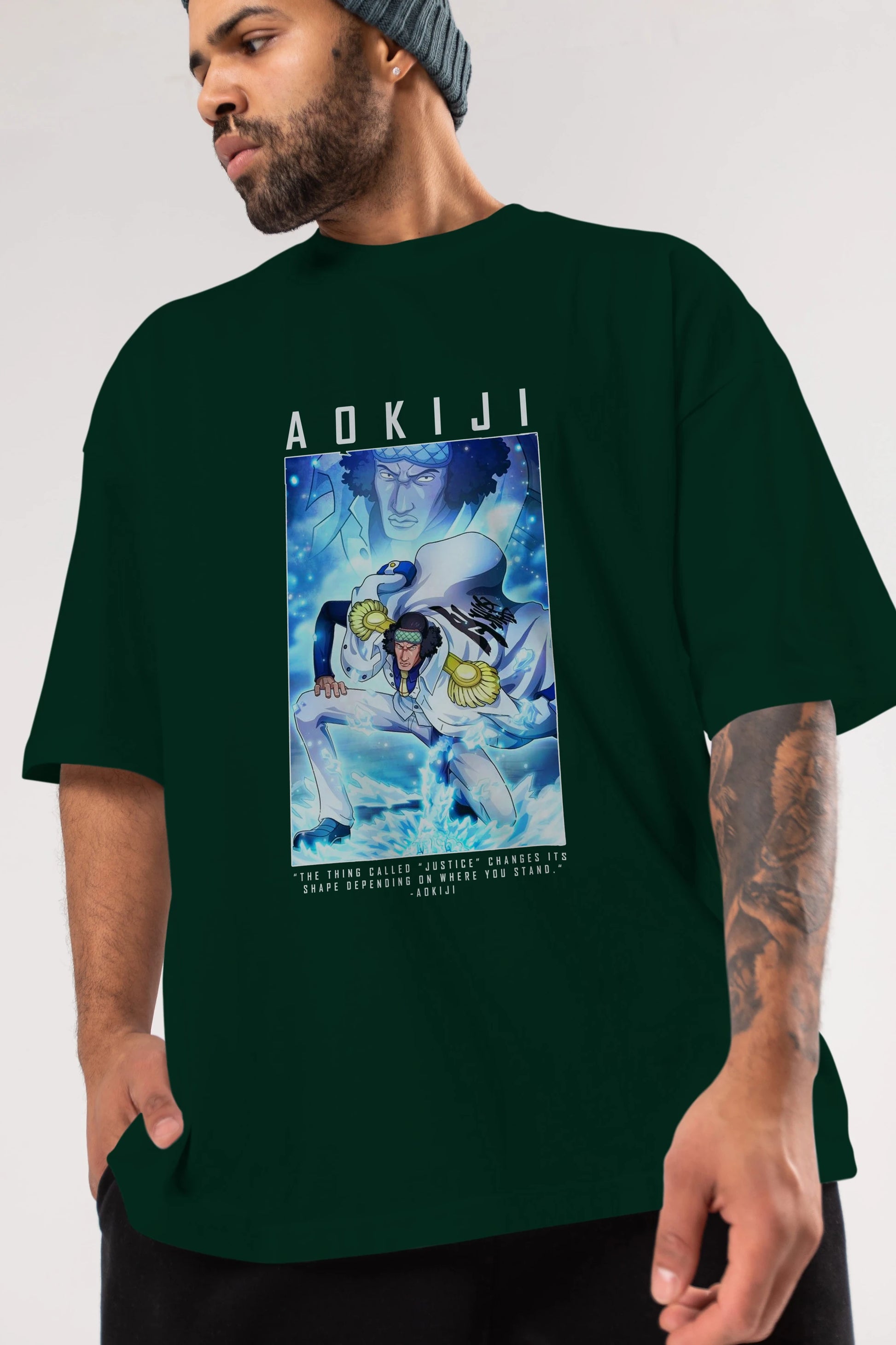 Kuzan Anime Ön Baskılı Oversize t-shirt Erkek Kadın Unisex