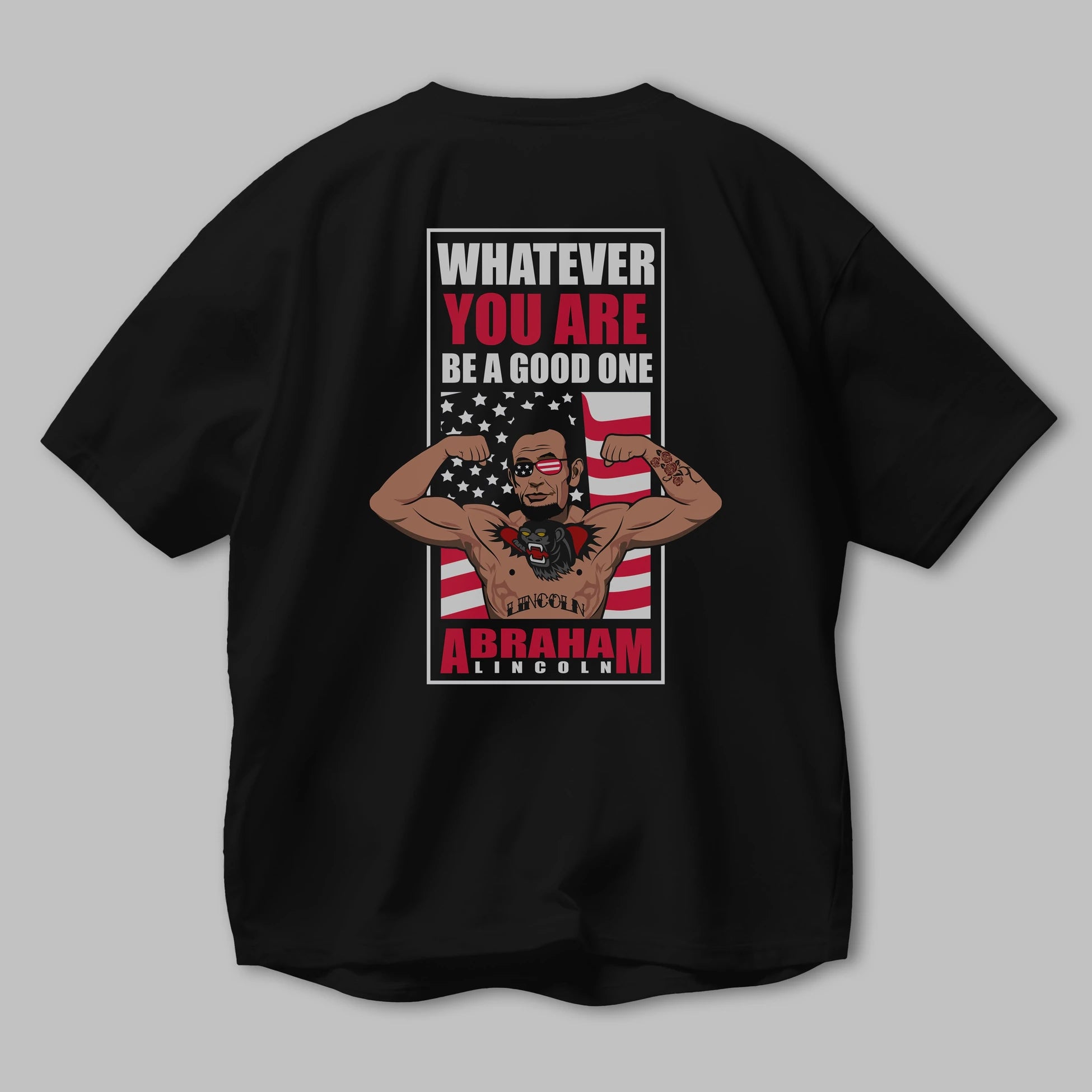 Lincoln Fighter Arka Baskılı Oversize t-shirt Erkek Kadın Unisex %100 Pamuk tişort