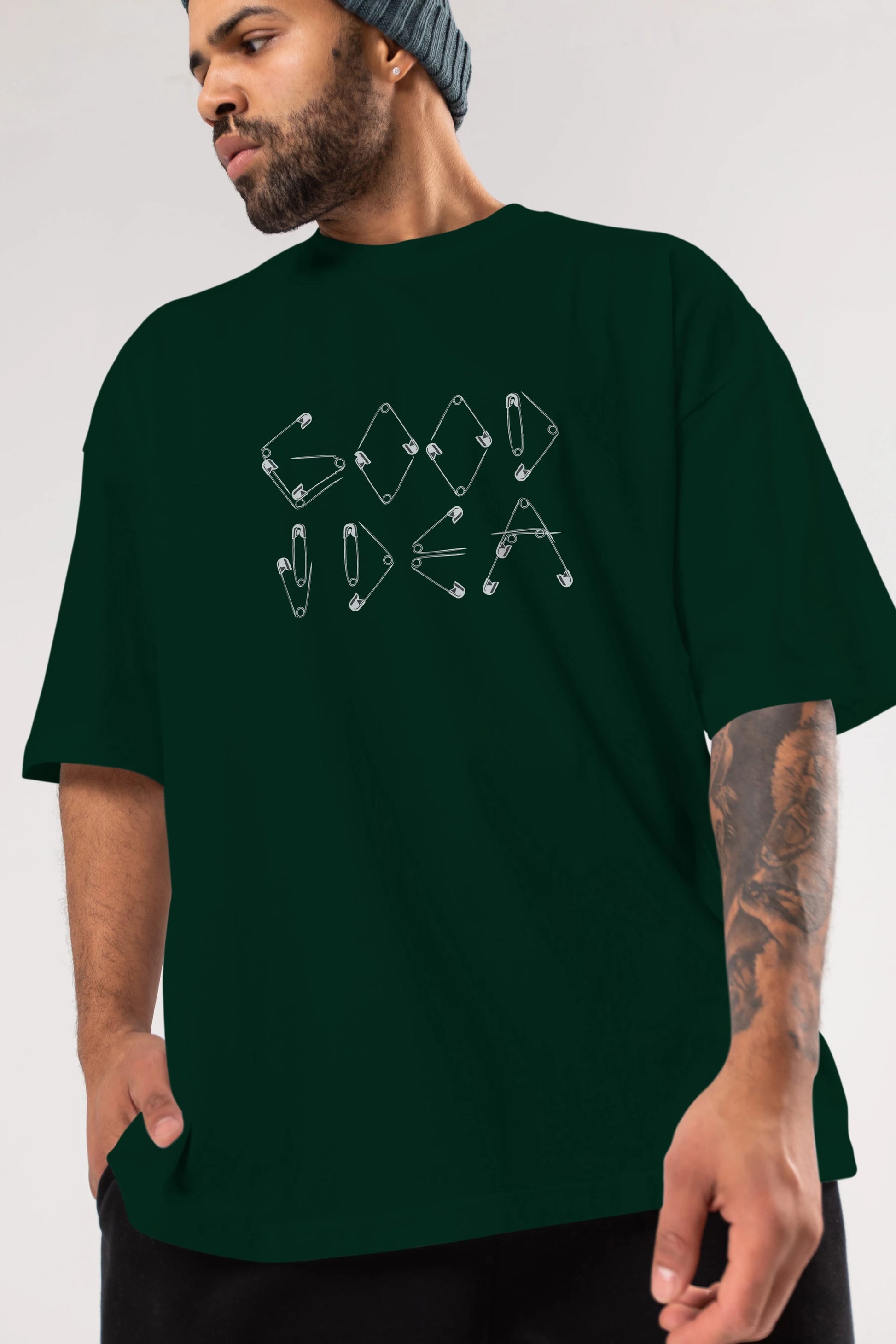 Good Idea Ön Baskılı Oversize t-shirt %100 pamuk Erkek Kadın Unisex