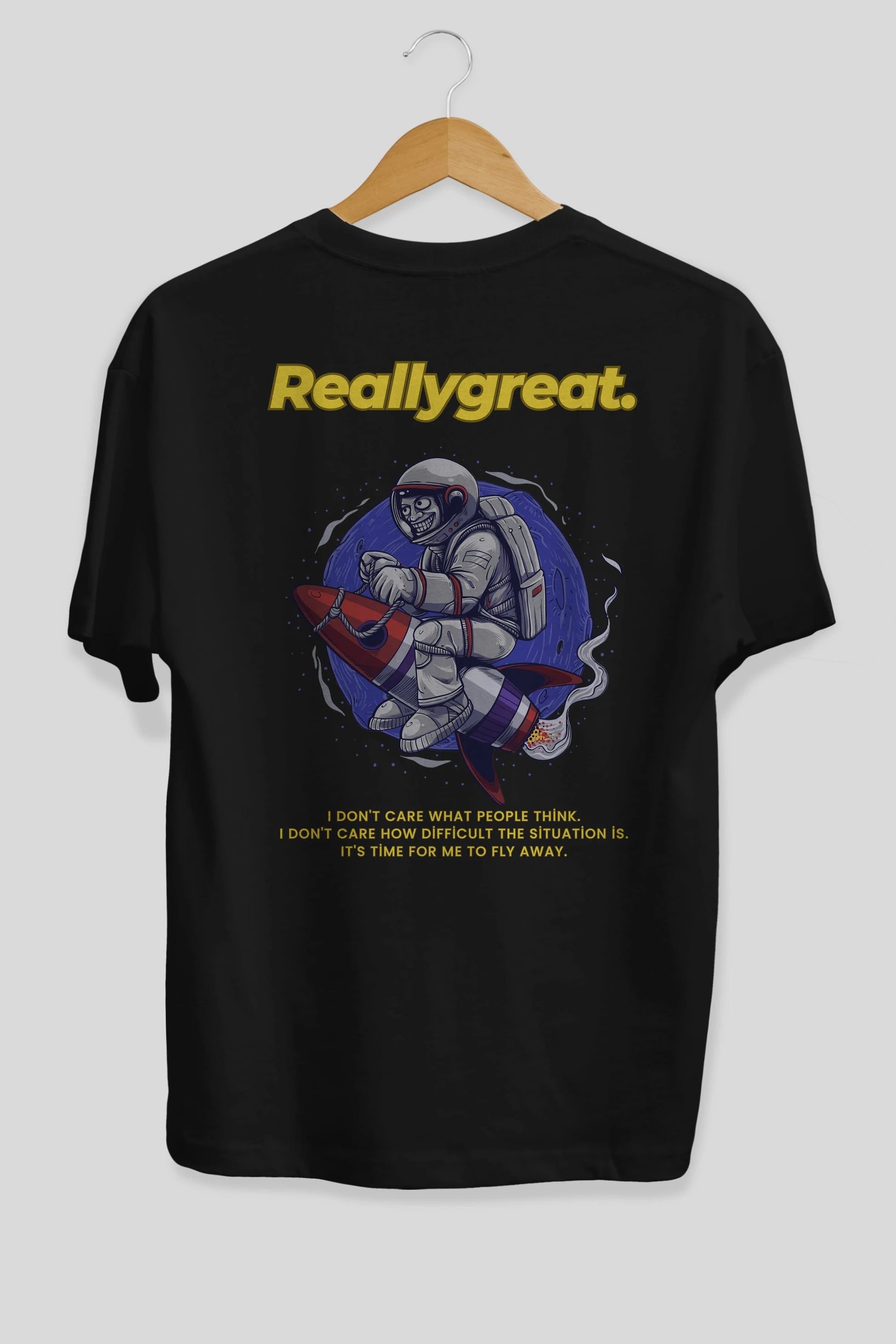 Reallygreat Astronaut Arka Baskılı Oversize t-shirt Erkek Kadın Unisex