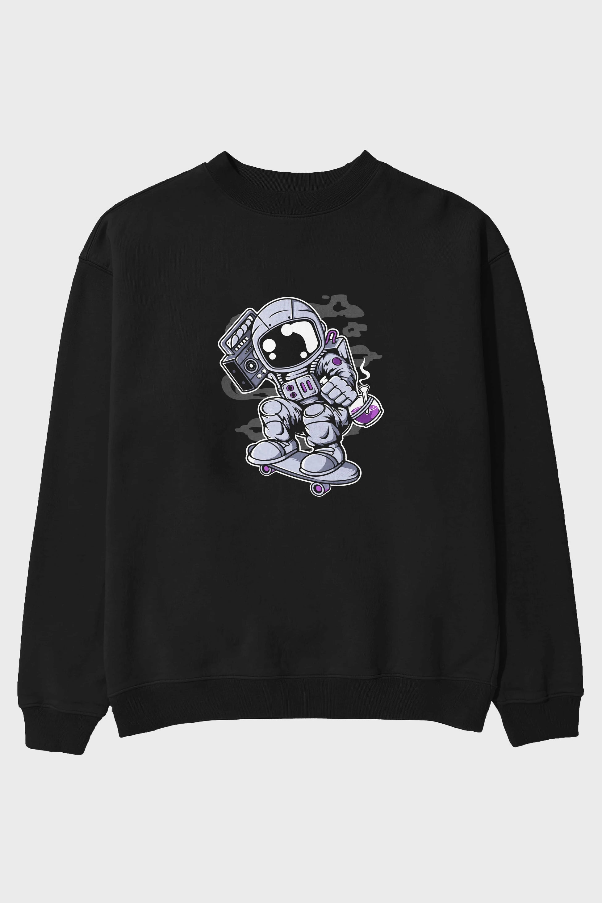 Astroanut Skater Boombox Ön Baskılı Oversize Sweatshirt Erkek Kadın Unisex