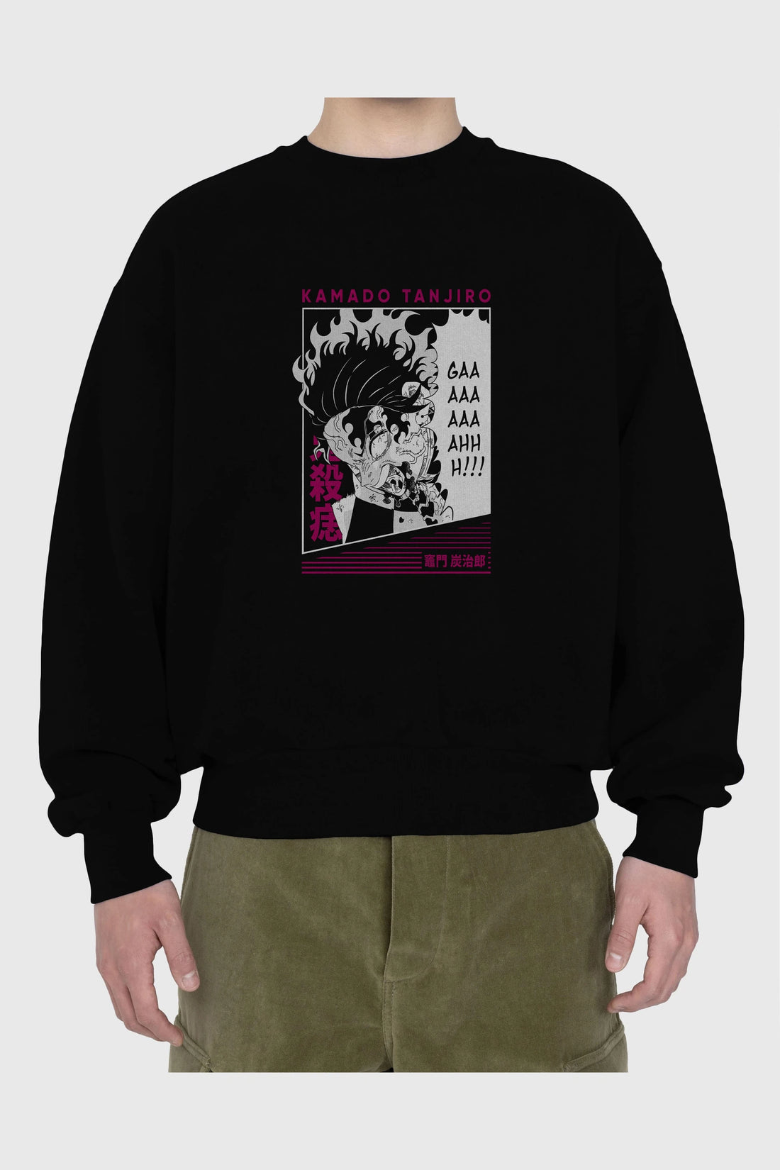 TANJIRO KAMADO 3 Anime Ön Baskılı Oversize Sweatshirt Erkek Kadın Unisex