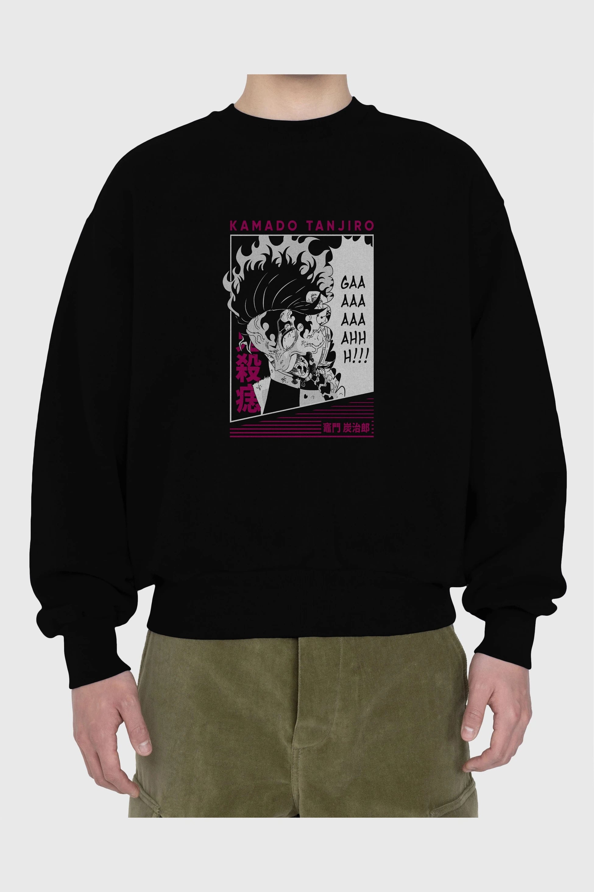 TANJIRO KAMADO 3 Anime Ön Baskılı Oversize Sweatshirt Erkek Kadın Unisex
