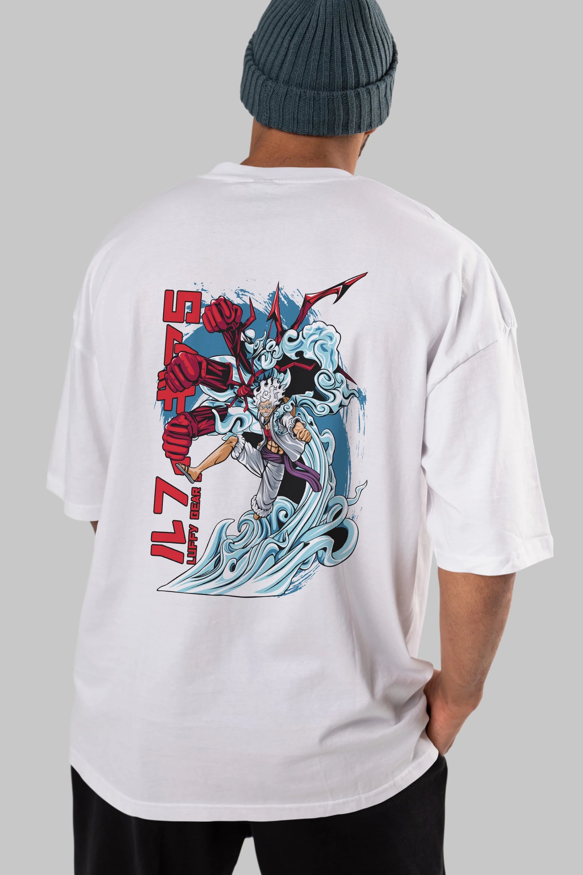 MONKEY D. LUFFY GEAR5 2 Anime Arka Baskılı Oversize t-shirt Erkek Kadın Unisex