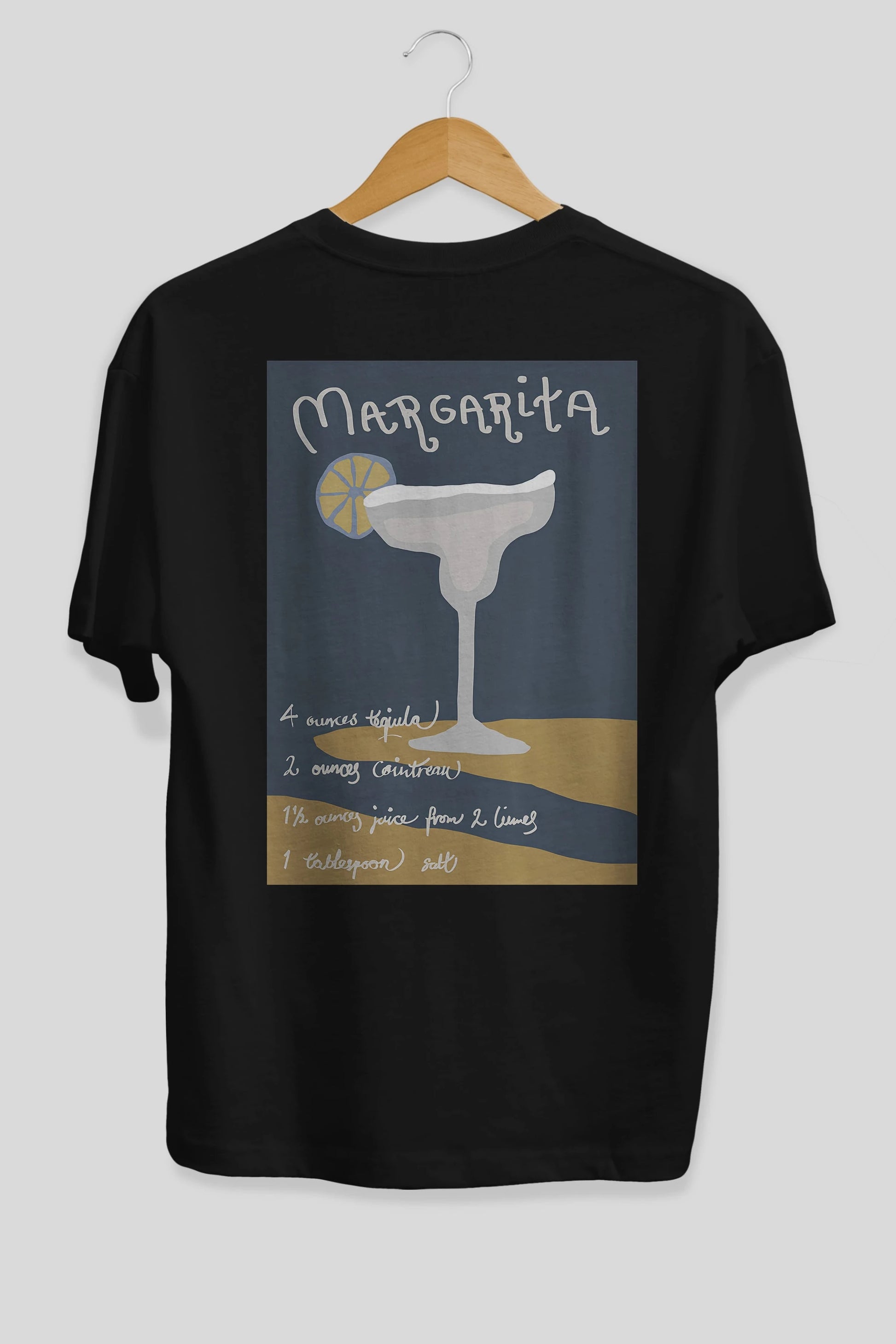 Margarita 2 Arka Baskılı Oversize t-shirt Erkek Kadın Unisex %100 Pamuk Bisiklet Yaka tişort