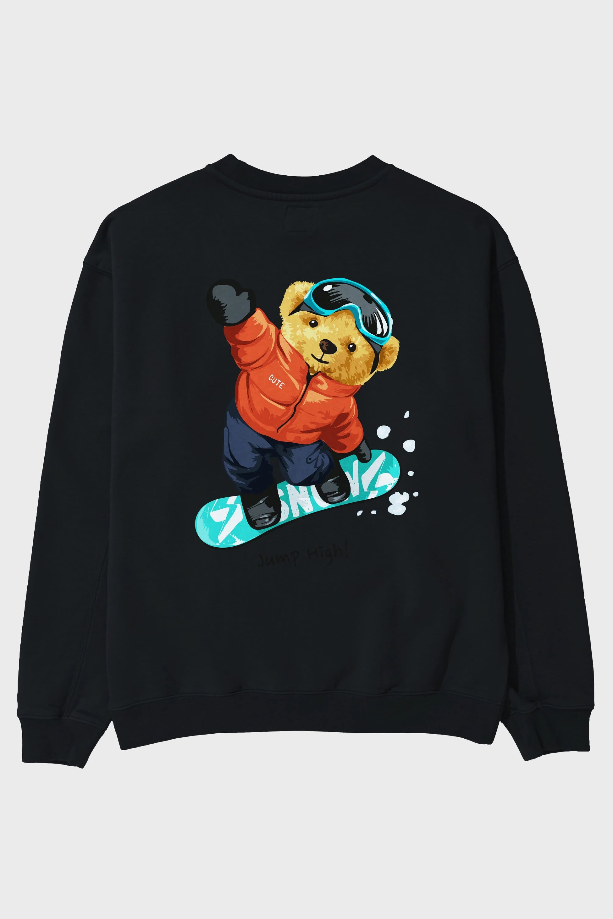 Teddy Bear Jump High Arka Baskılı Oversize Sweatshirt Erkek Kadın Unisex