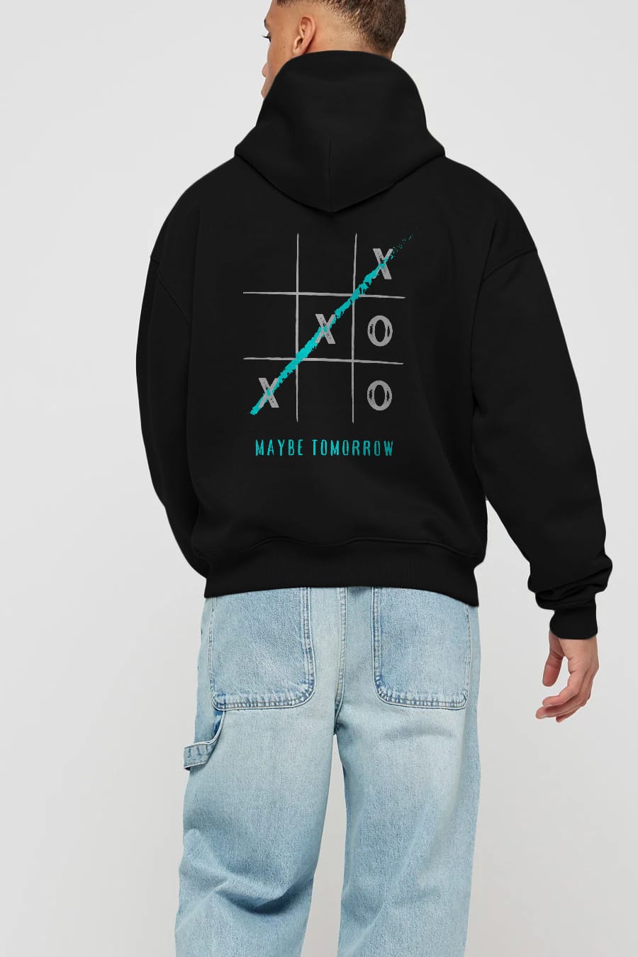 Maybe Tomorrow Yazılı Arka Baskılı Oversize Hoodie Kapüşonlu Sweatshirt Erkek Kadın Unisex