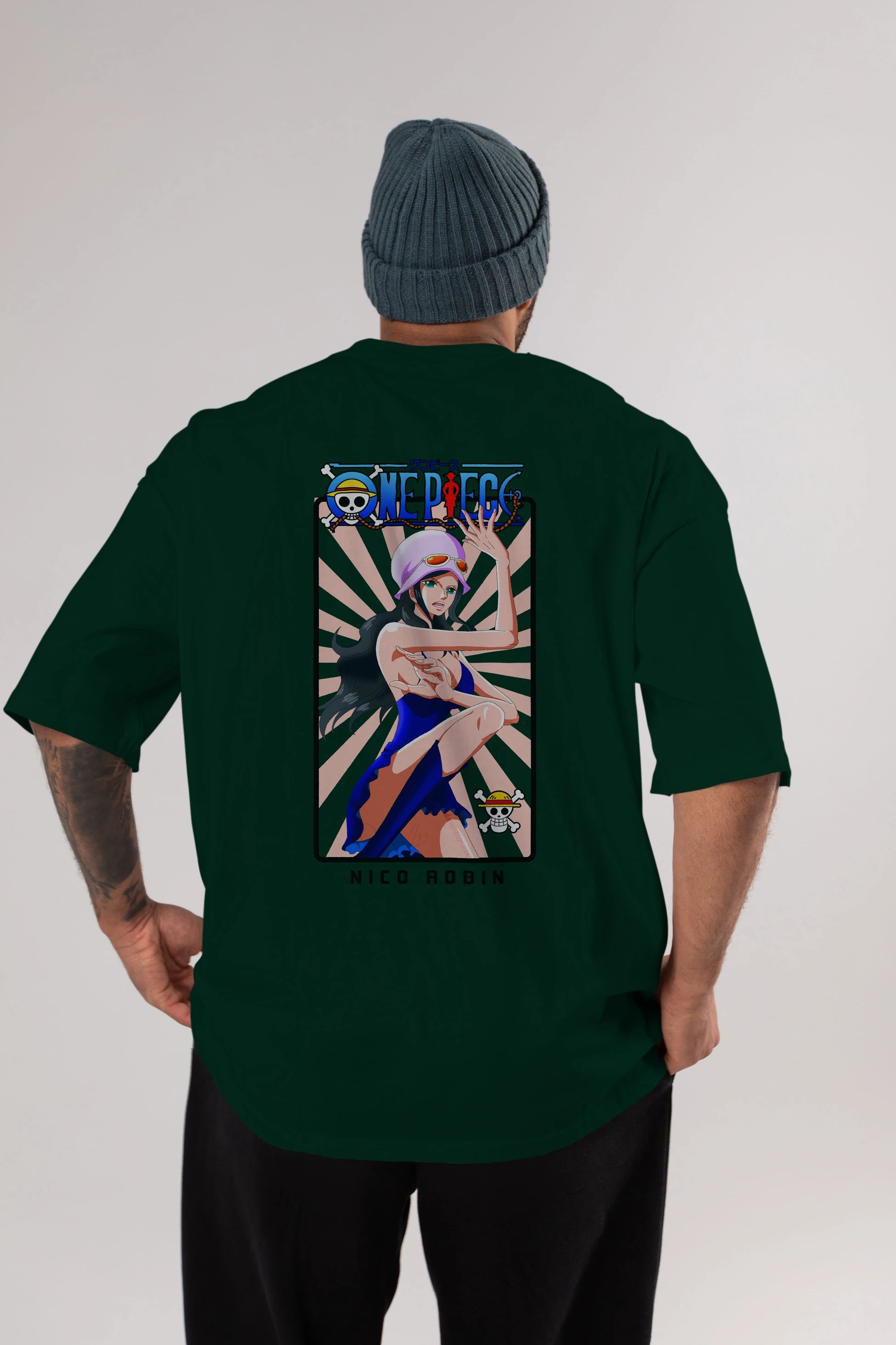 Nico Robin Anime Arka Baskılı Oversize t-shirt Erkek Kadın Unisex %100 pamuk tişort
