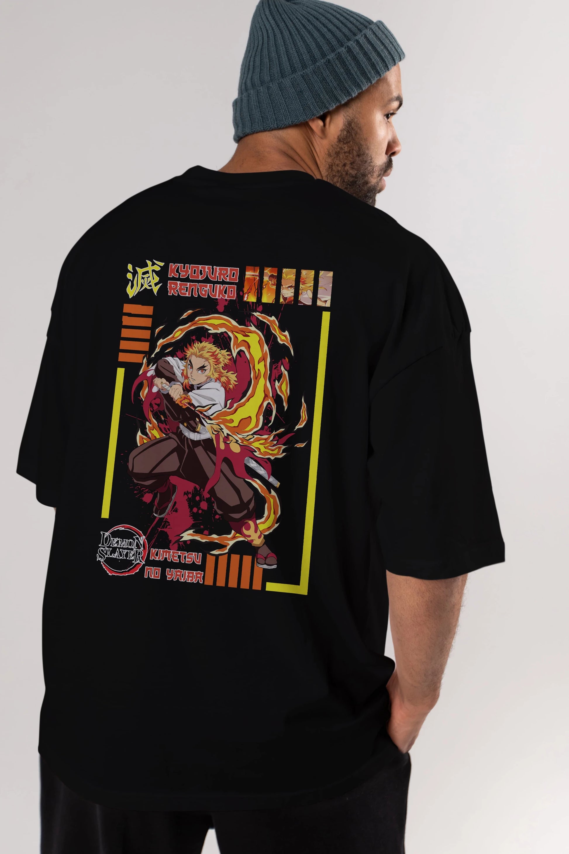 KYOJURO RENGOKU Anime Arka Baskılı Oversize t-shirt Erkek Kadın Unisex