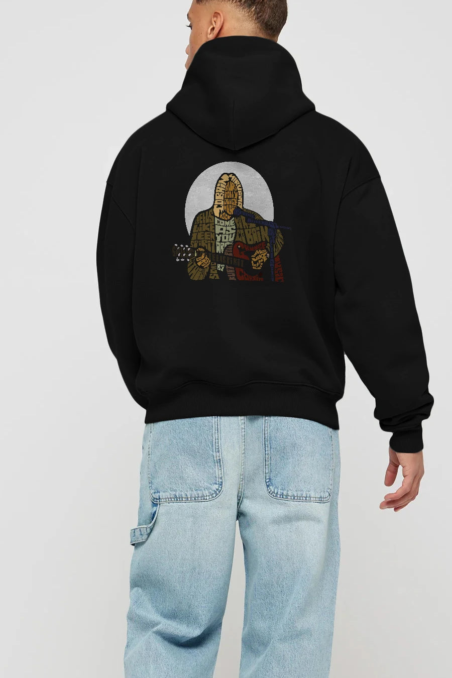 Kurt Cobain Arka Baskılı Hoodie Oversize Kapüşonlu Sweatshirt Erkek Kadın Unisex