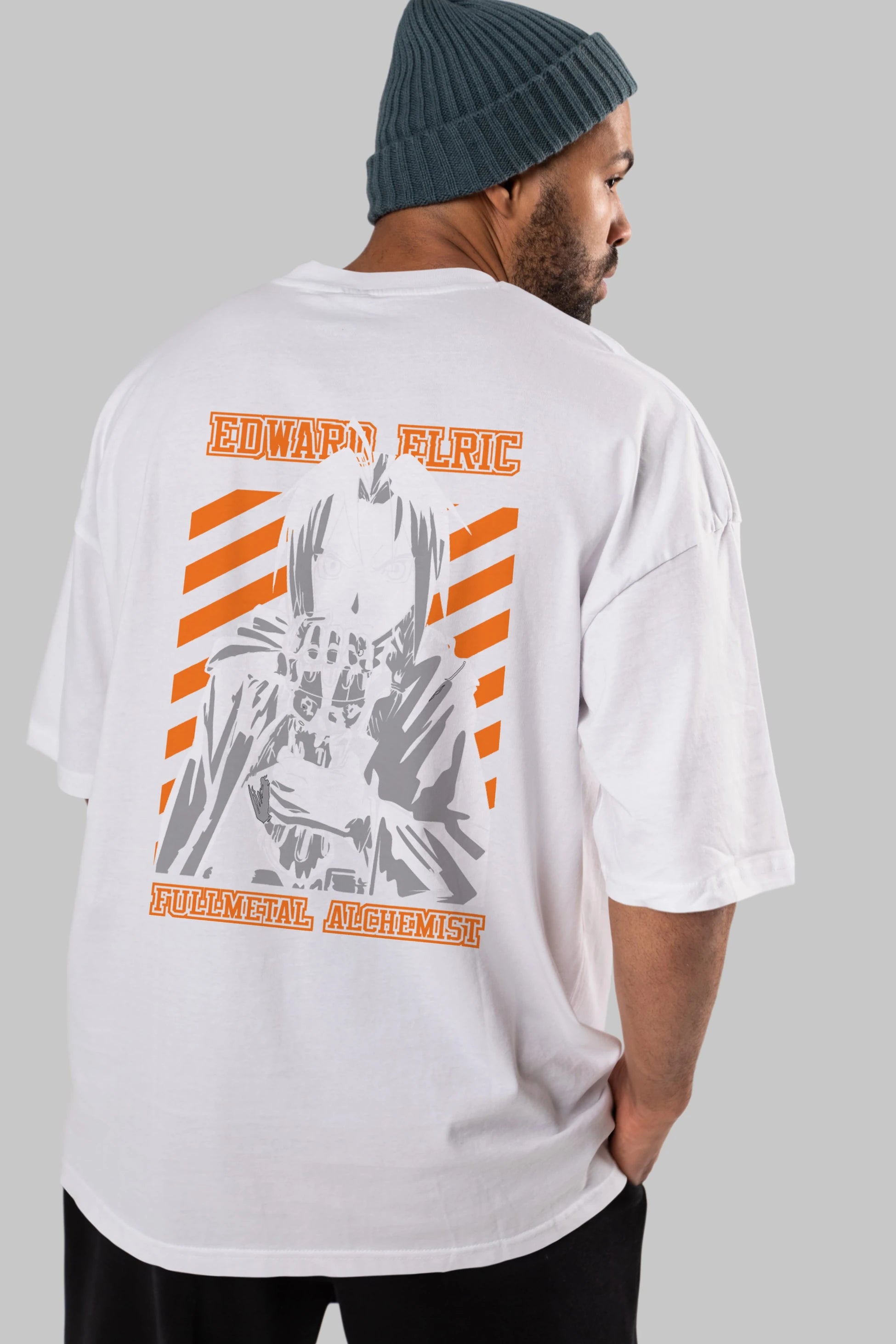 EDWARD ELRIC Anime Arka Baskılı Oversize t-shirt Erkek Kadın Unisex
