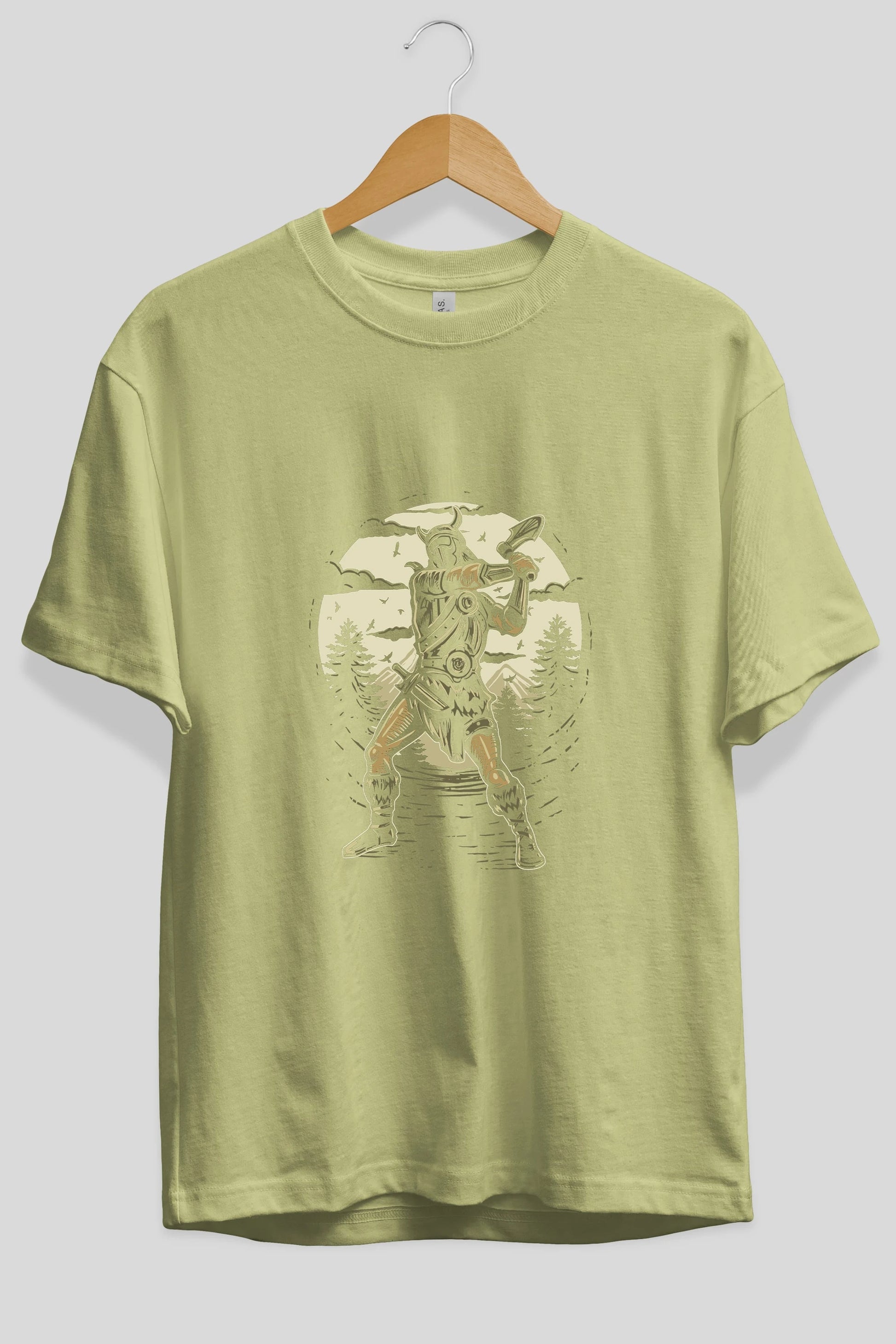 Viking Ön Baskılı Oversize t-shirt Erkek Kadın Unisex %100 Pamuk tişort