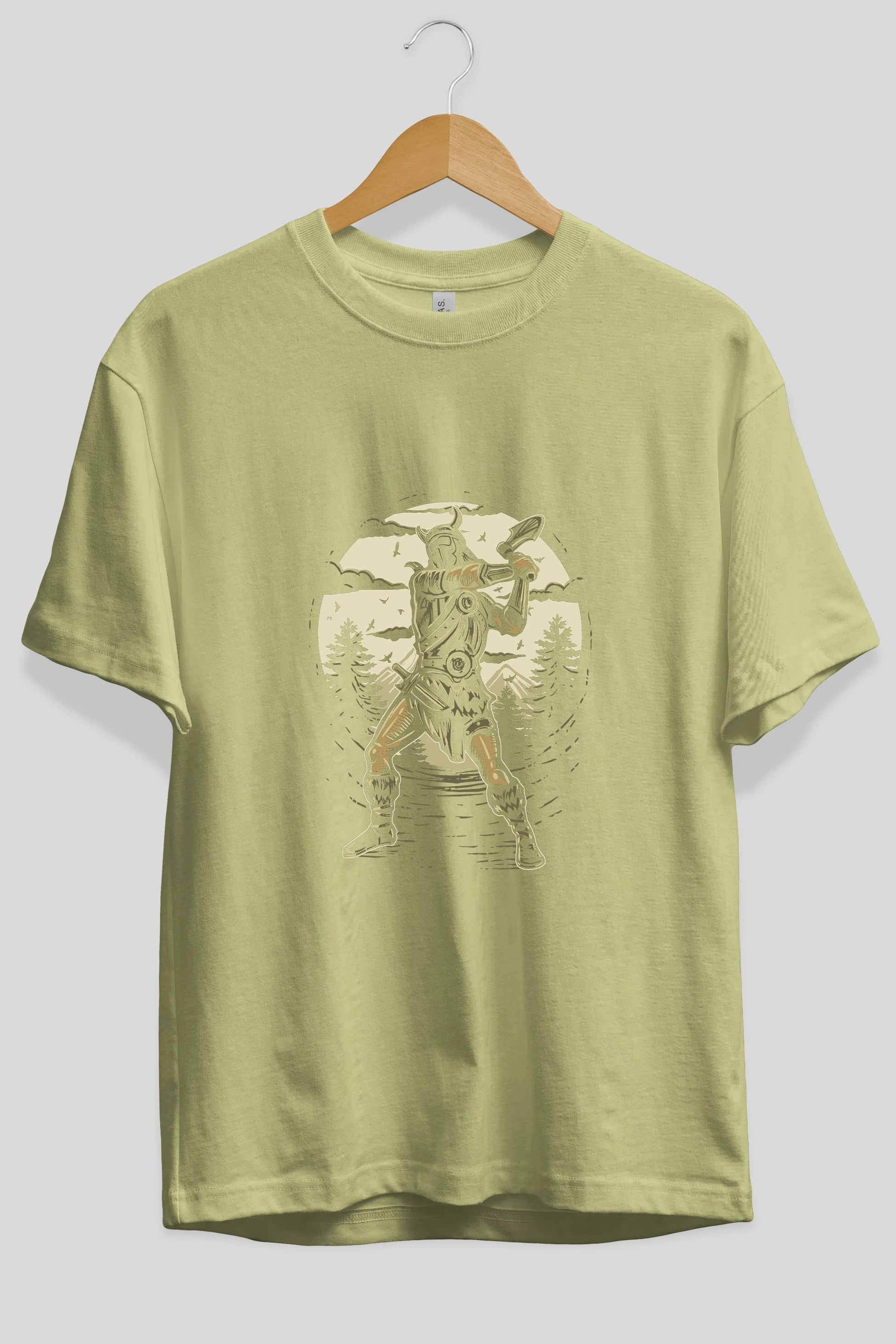 Viking Ön Baskılı Oversize t-shirt Erkek Kadın Unisex %100 Pamuk tişort