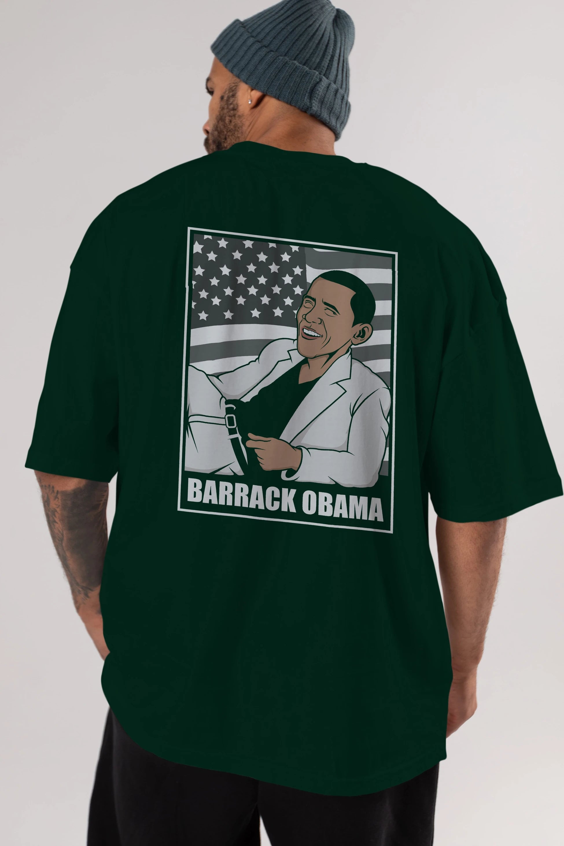 Obama Thriller Arka Baskılı Oversize t-shirt Erkek Kadın Unisex %100 Pamuk tişort