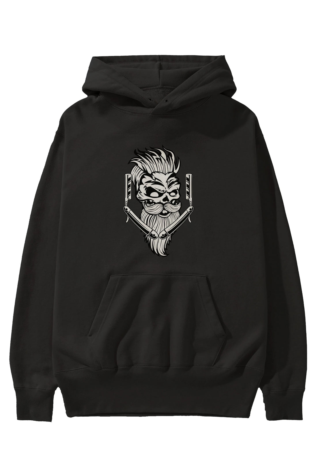 Skull Beard Ön Baskılı Hoodie Oversize Kapüşonlu Sweatshirt Erkek Kadın Unisex