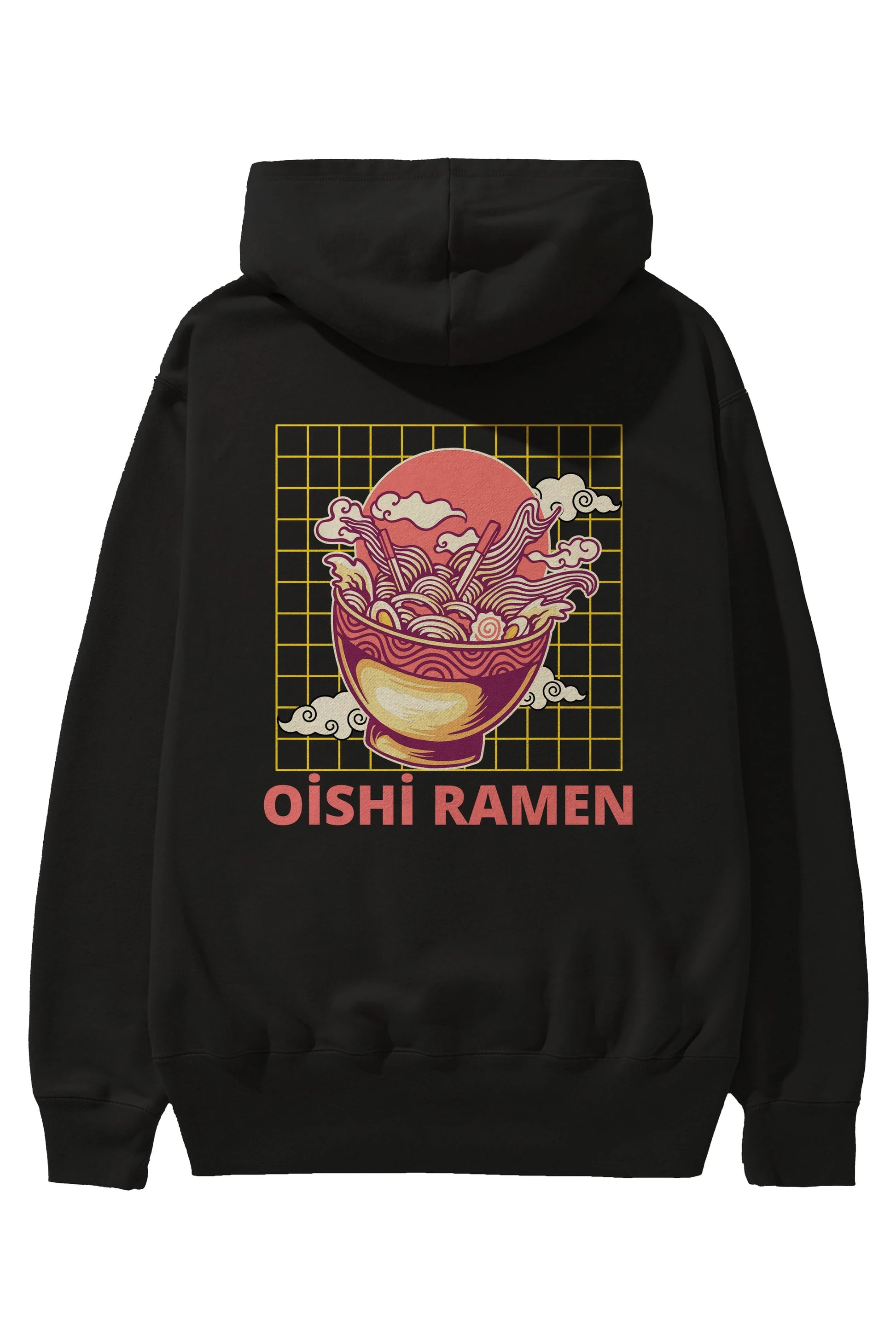 Oishi Ramen Yazılı Arka Baskılı Oversize Hoodie Kapüşonlu Sweatshirt Erkek Kadın Unisex