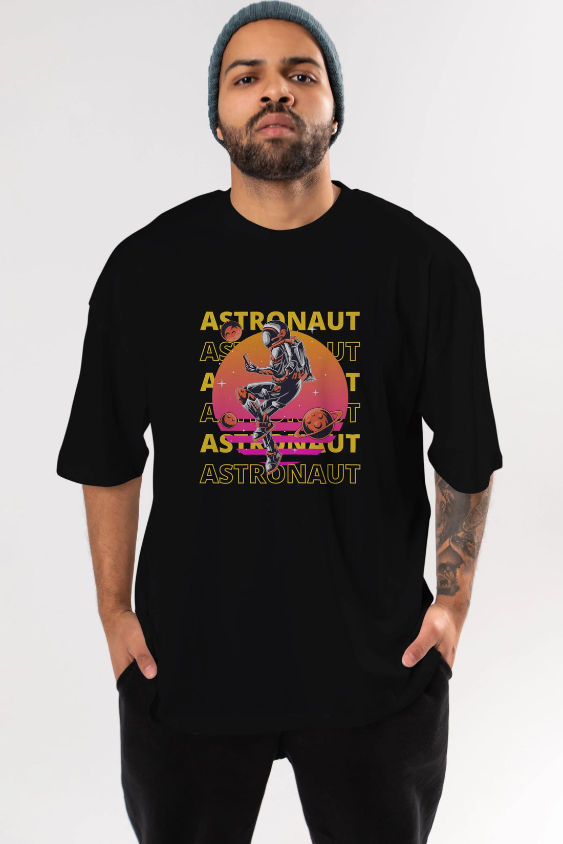 Astronaut Streetwear 2 Ön Baskılı Oversize t-shirt Erkek Kadın Unisex