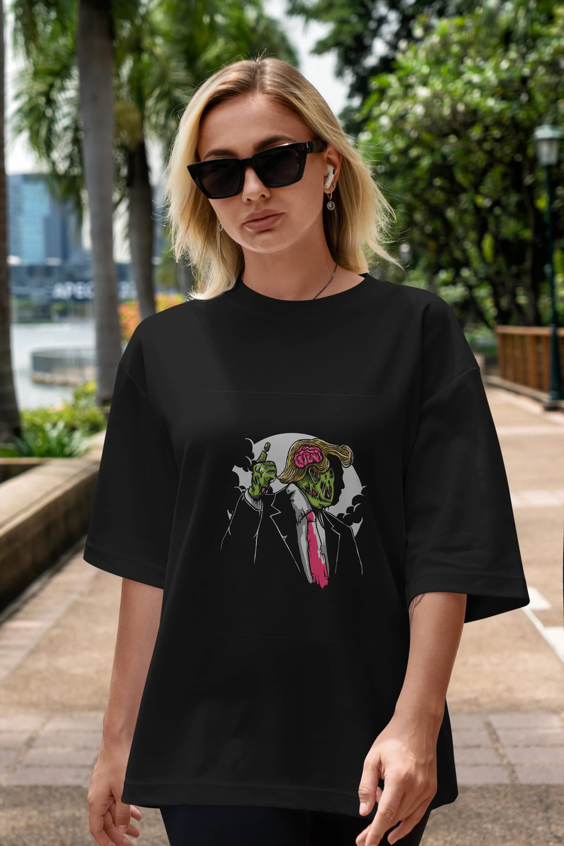 Make Zombie Great Again Ön Baskılı Oversize t-shirt Erkek Kadın Unisex %100 Pamuk tişort