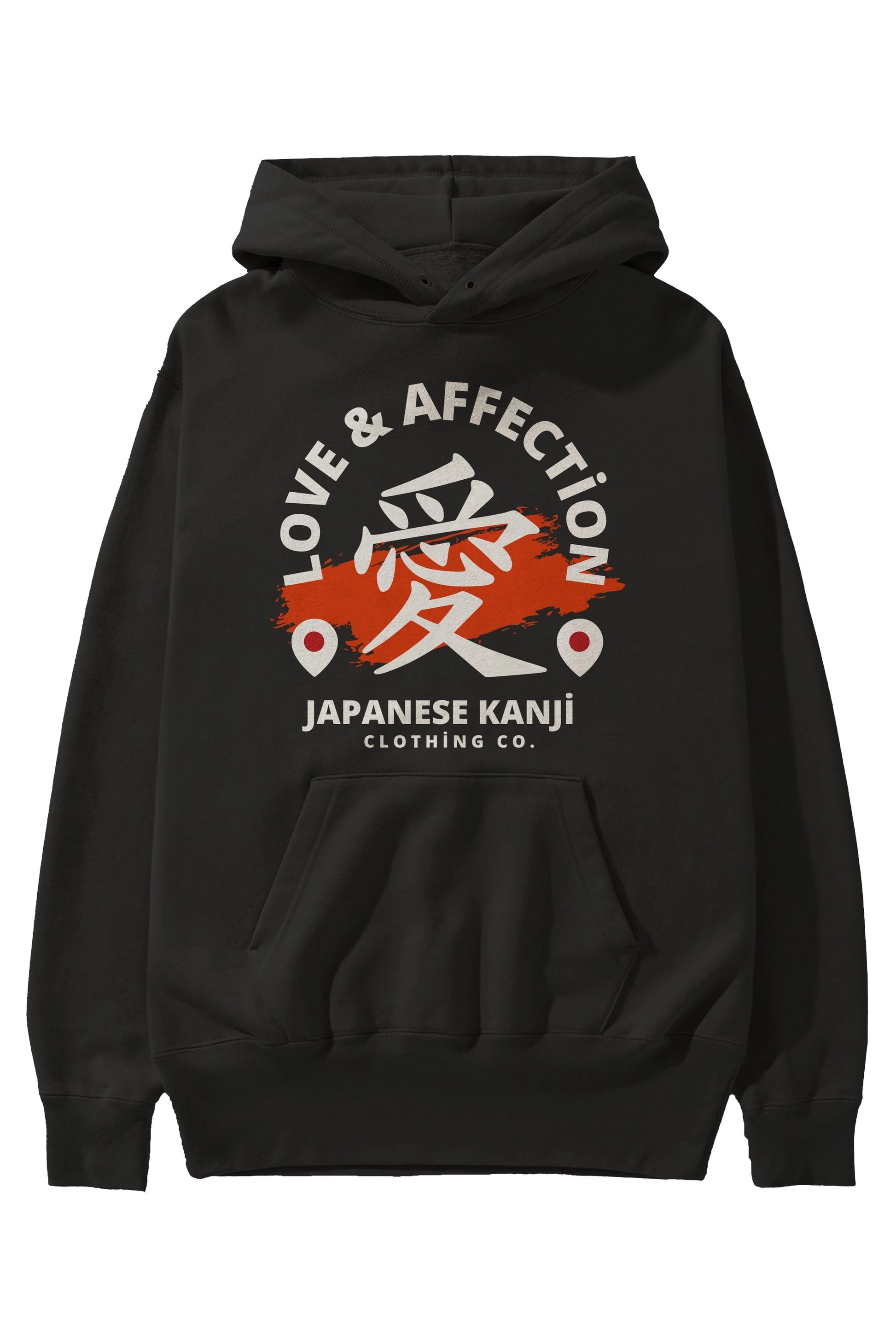 Love Affection Japanese Yazılı Ön Baskılı Oversize Hoodie Kapüşonlu Sweatshirt Erkek Kadın Unisex