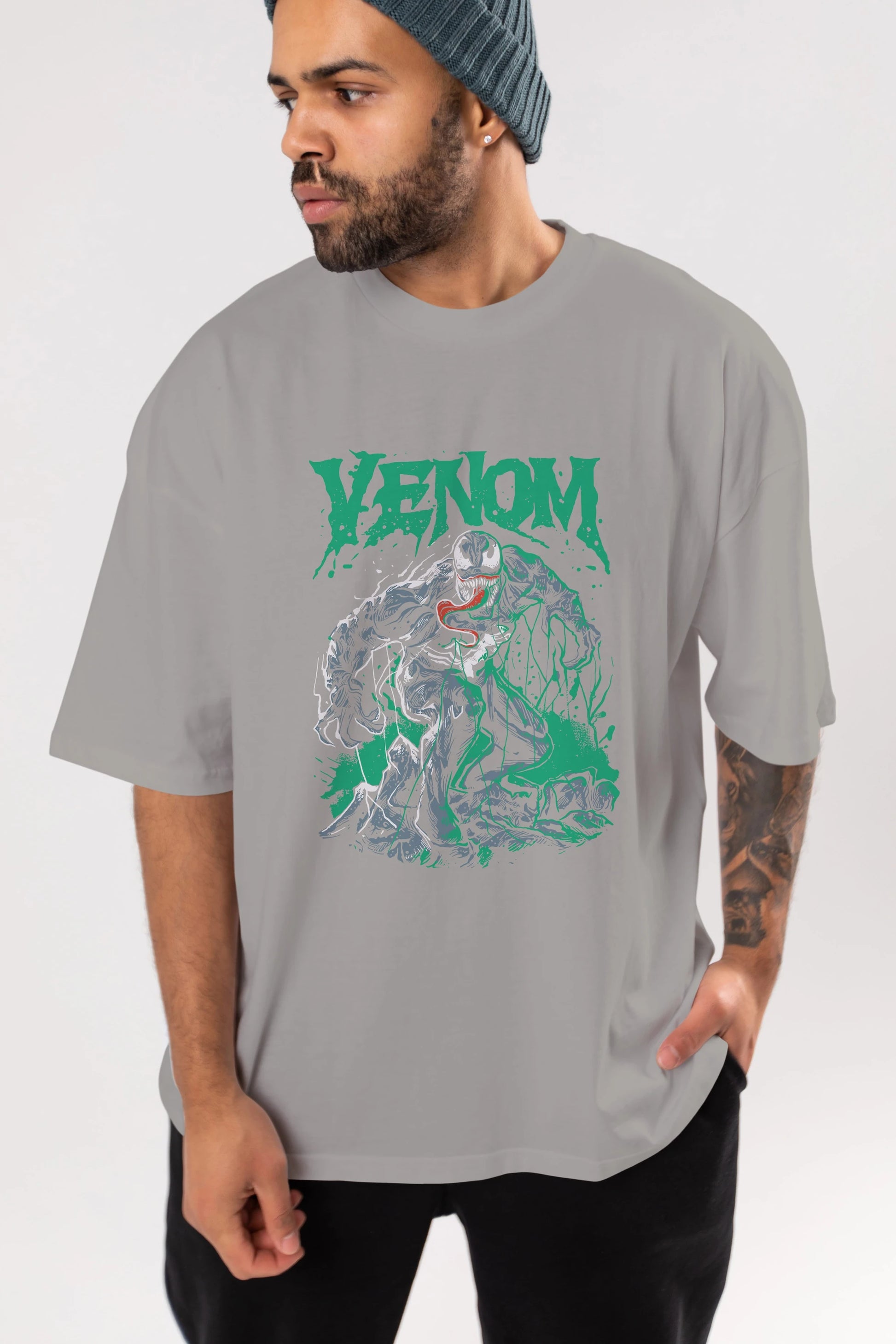 Venom (3) Ön Baskılı Oversize t-shirt Erkek Kadın Unisex %100 Pamuk Bisiklet Yaka tişort