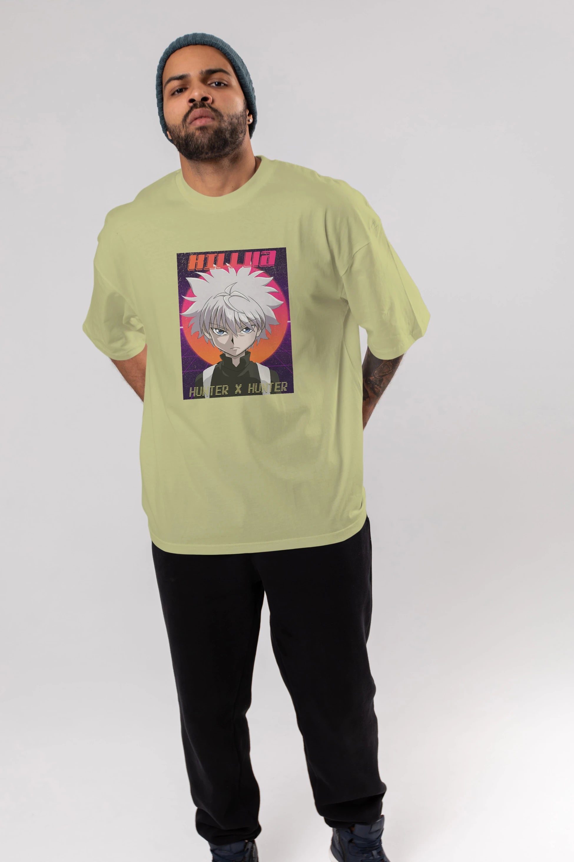 Killua Zoldyck 12 1 Anime Ön Baskılı Oversize t-shirt %100 pamuk Erkek Kadın Unisex