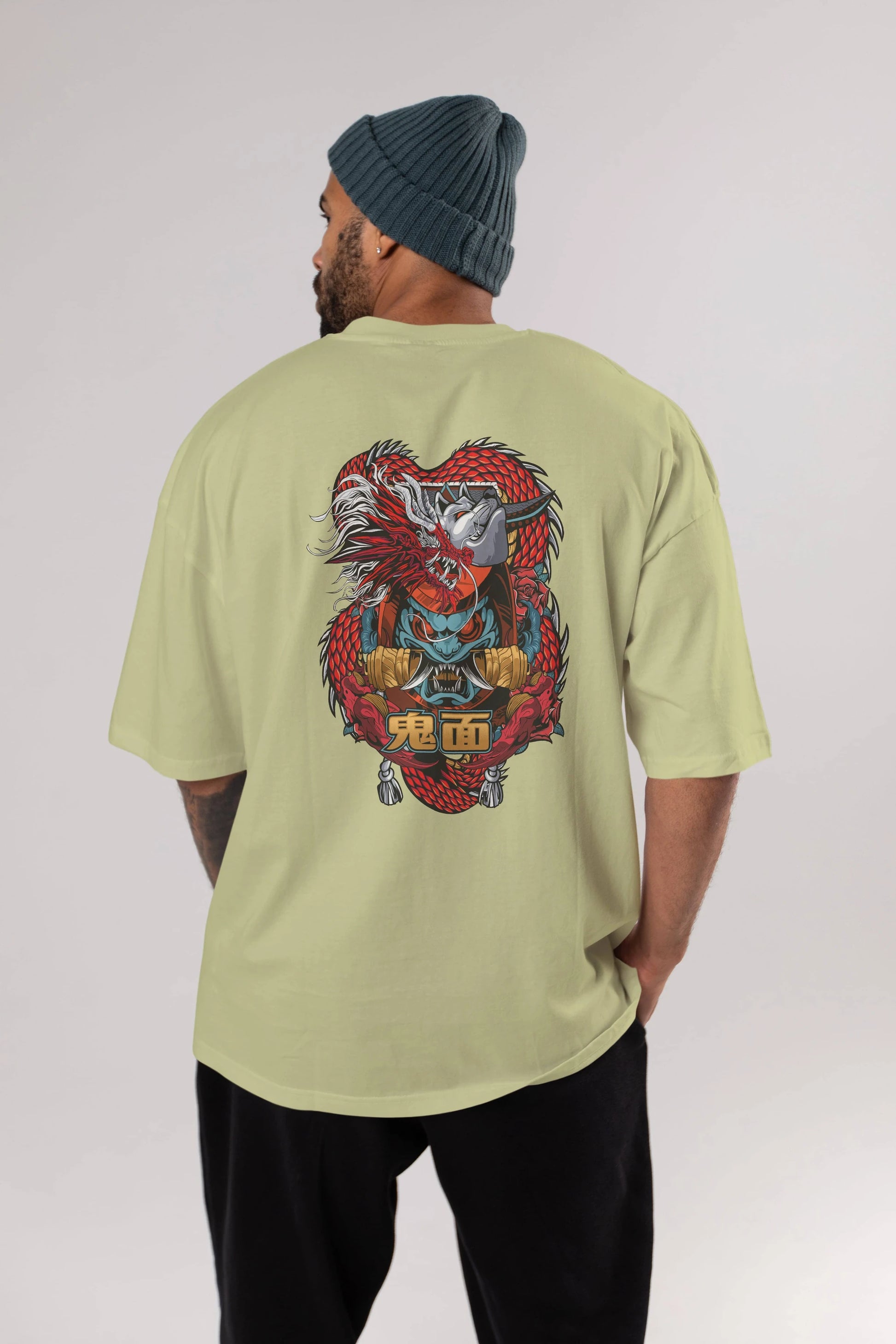 TRIBAL Anime Arka Baskılı Oversize t-shirt Erkek Kadın Unisex