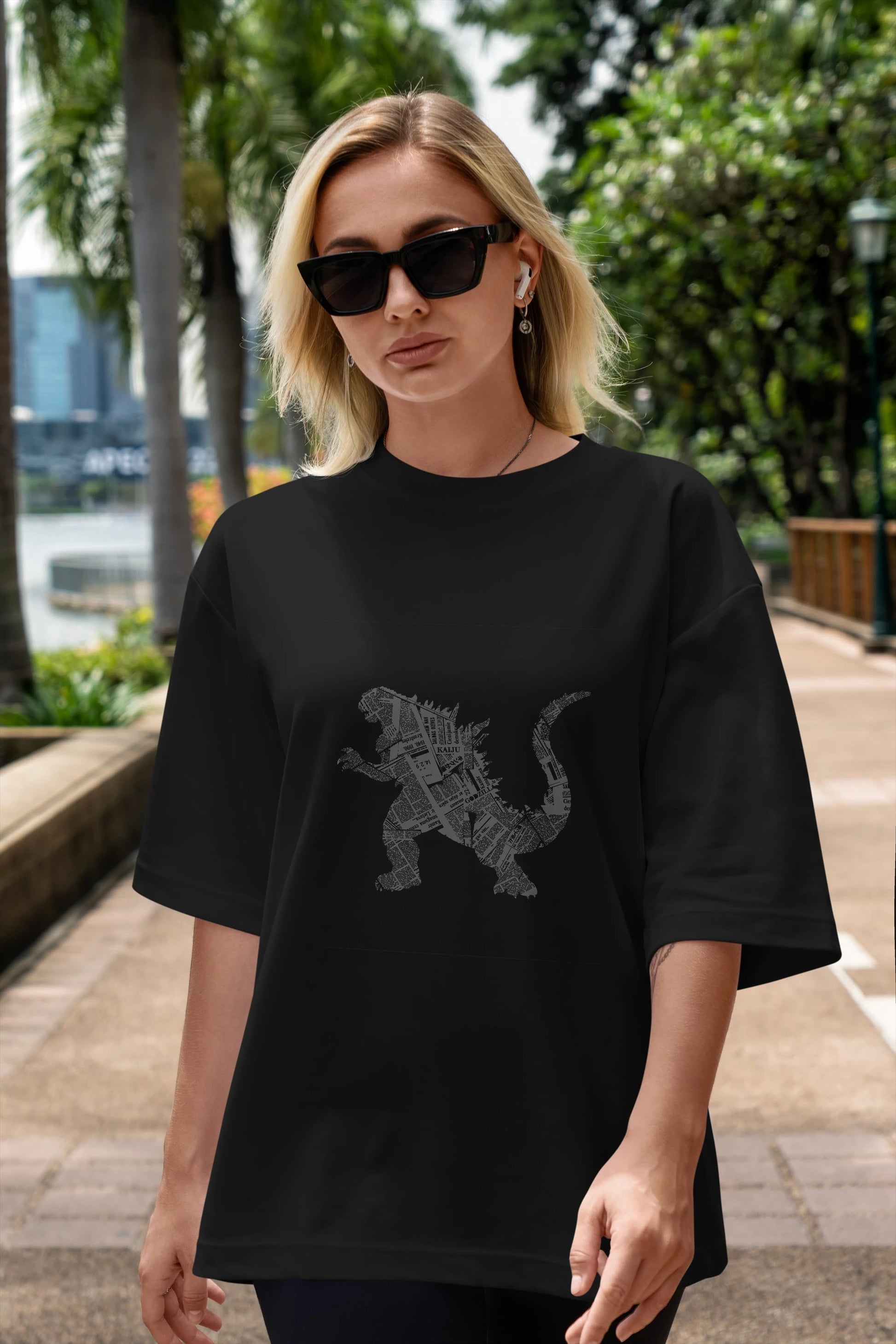 Kaiju Ön Baskılı Oversize t-shirt %100 pamuk Erkek Kadın Unisex