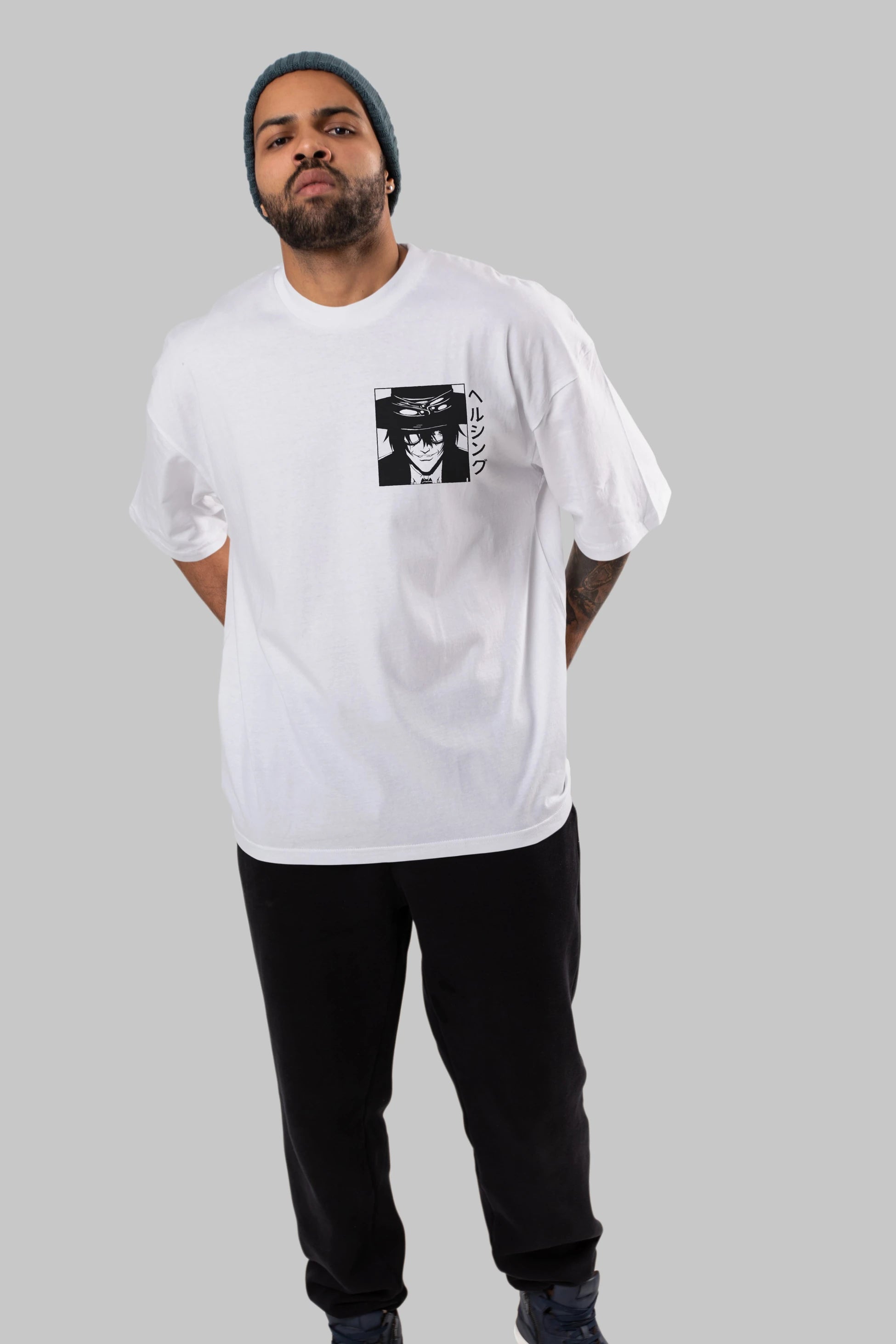 Alucard 1 Ön Sol Baskılı Oversize t-shirt Erkek Kadın Unisex %100 Pamuk Bisiklet Yaka tişort