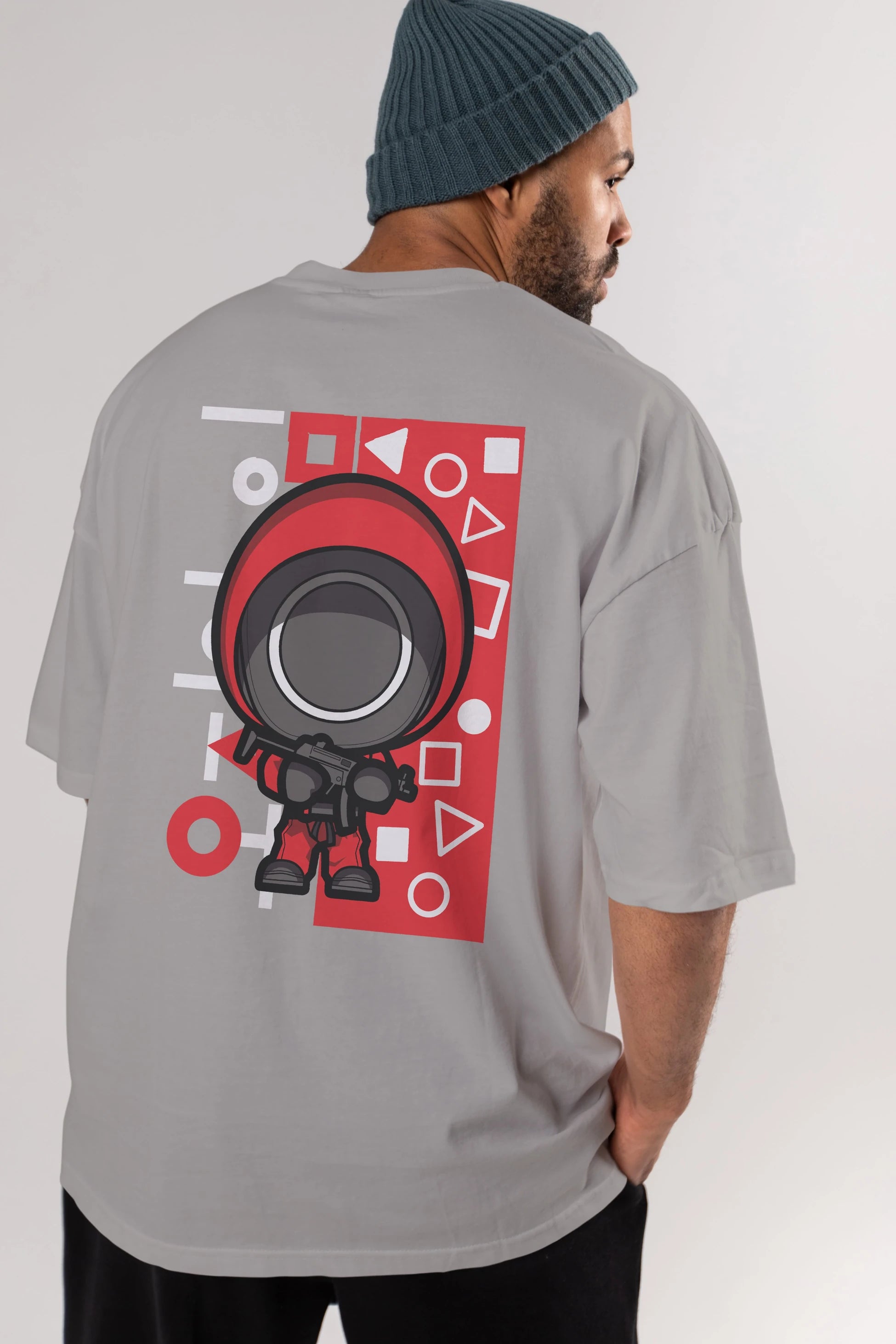 Squid Game (4) Arka Baskılı Oversize t-shirt Erkek Kadın Unisex %100 Pamuk Bisiklet Yaka tişort