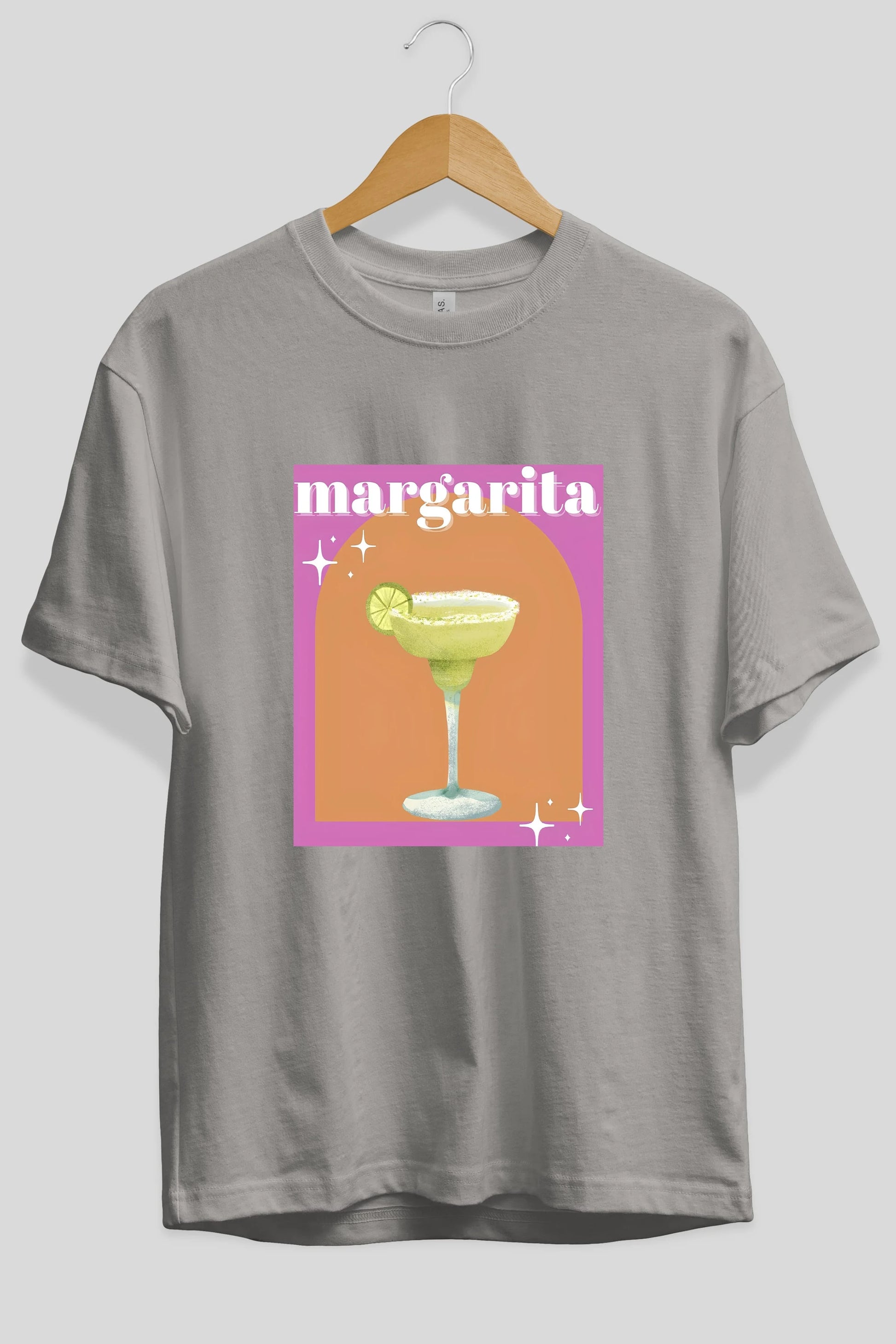 Margarita 7 Ön Baskılı Oversize t-shirt Erkek Kadın Unisex %100 Pamuk Bisiklet Yaka tişort