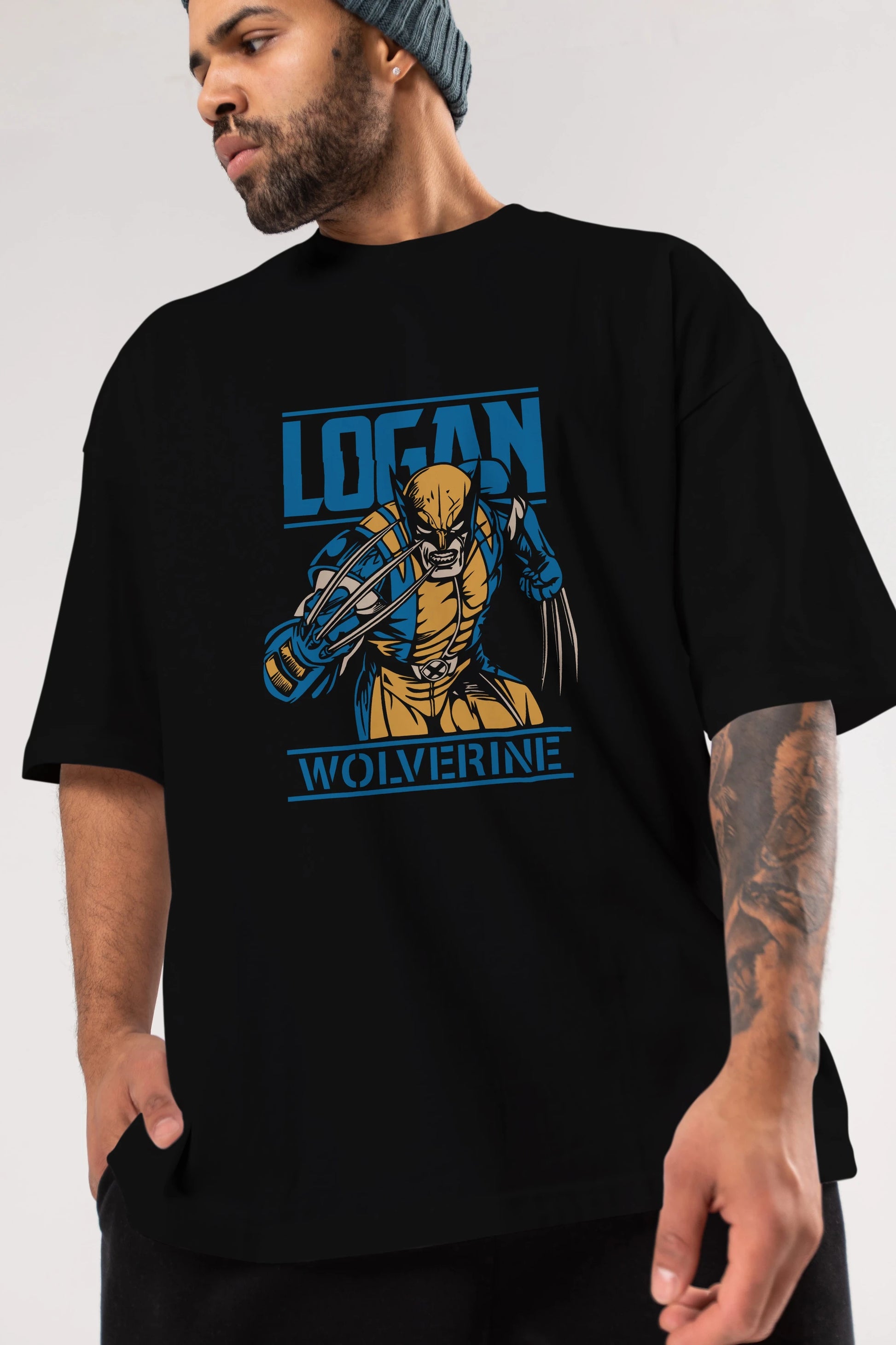 Wolverine Logan Ön Baskılı Oversize t-shirt Erkek Kadın Unisex %100 Pamuk Bisiklet Yaka tişort