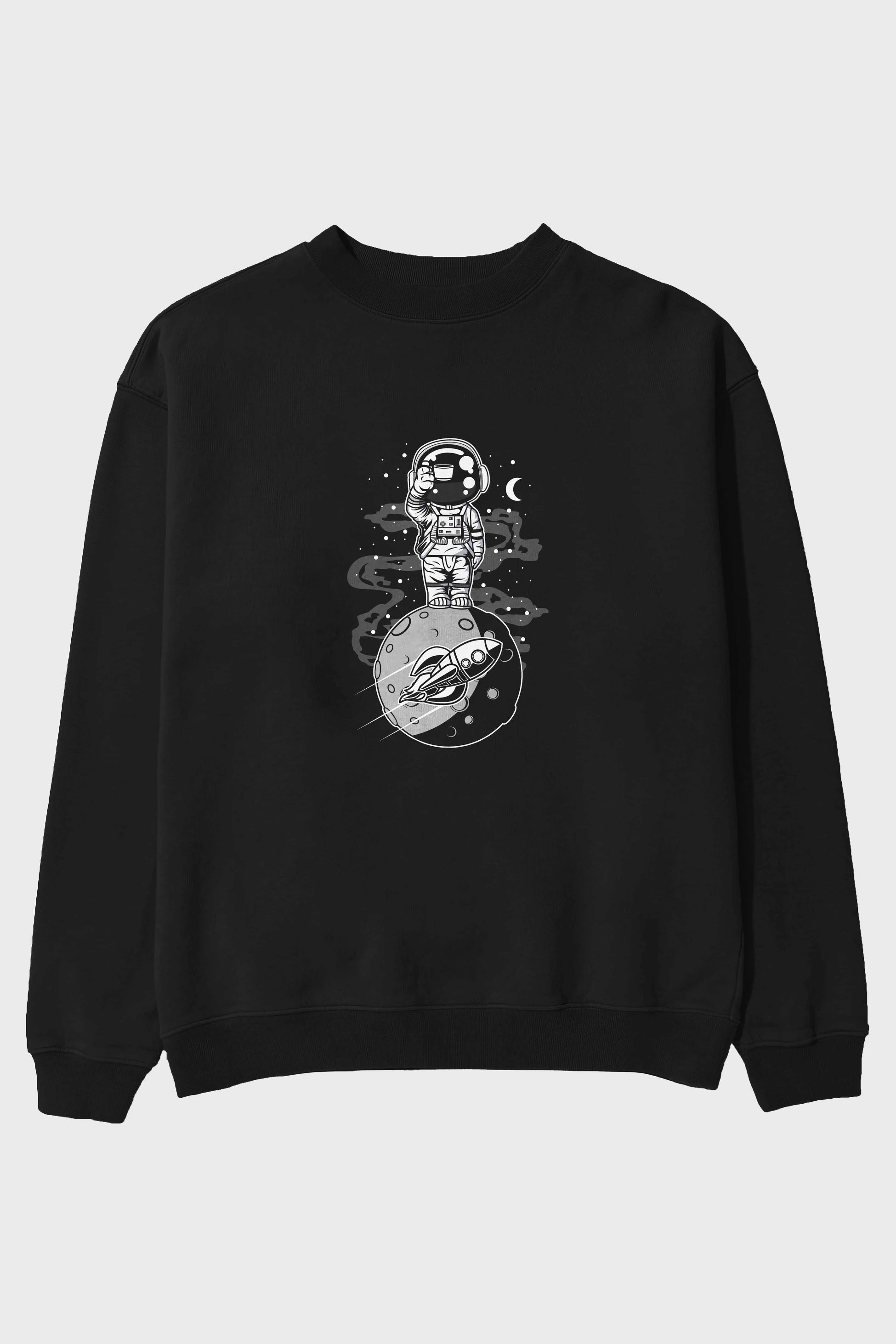 Astronaut Standing On The Moon Ön Baskılı Oversize Sweatshirt Erkek Kadın Unisex