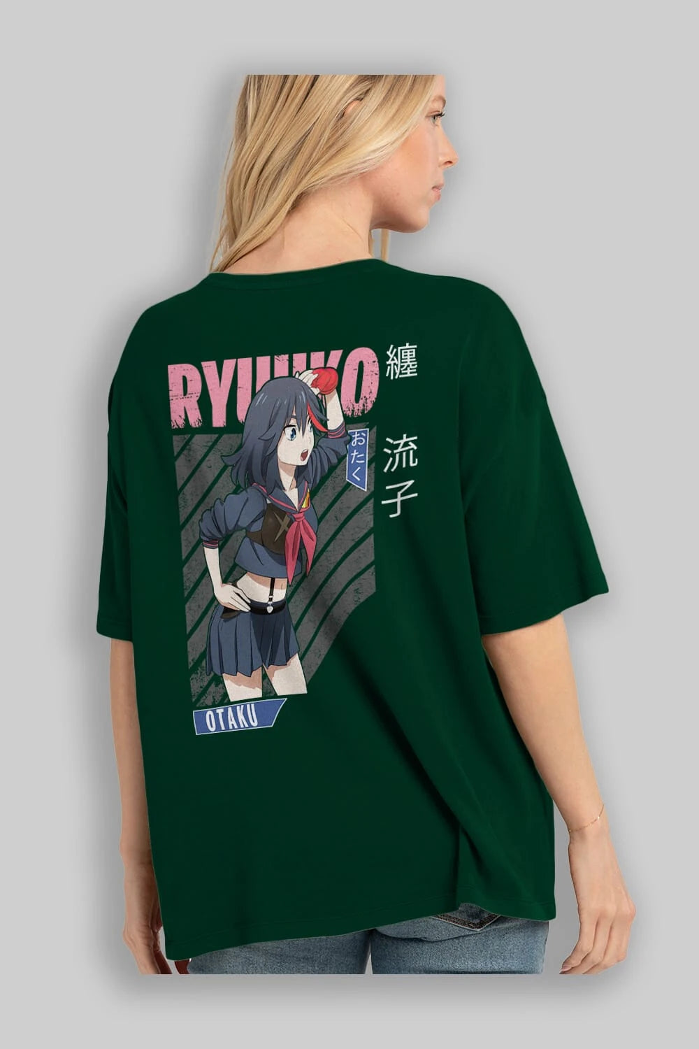 Ryuuko Matoi 6 Anime Arka Baskılı Oversize t-shirt Erkek Kadın Unisex