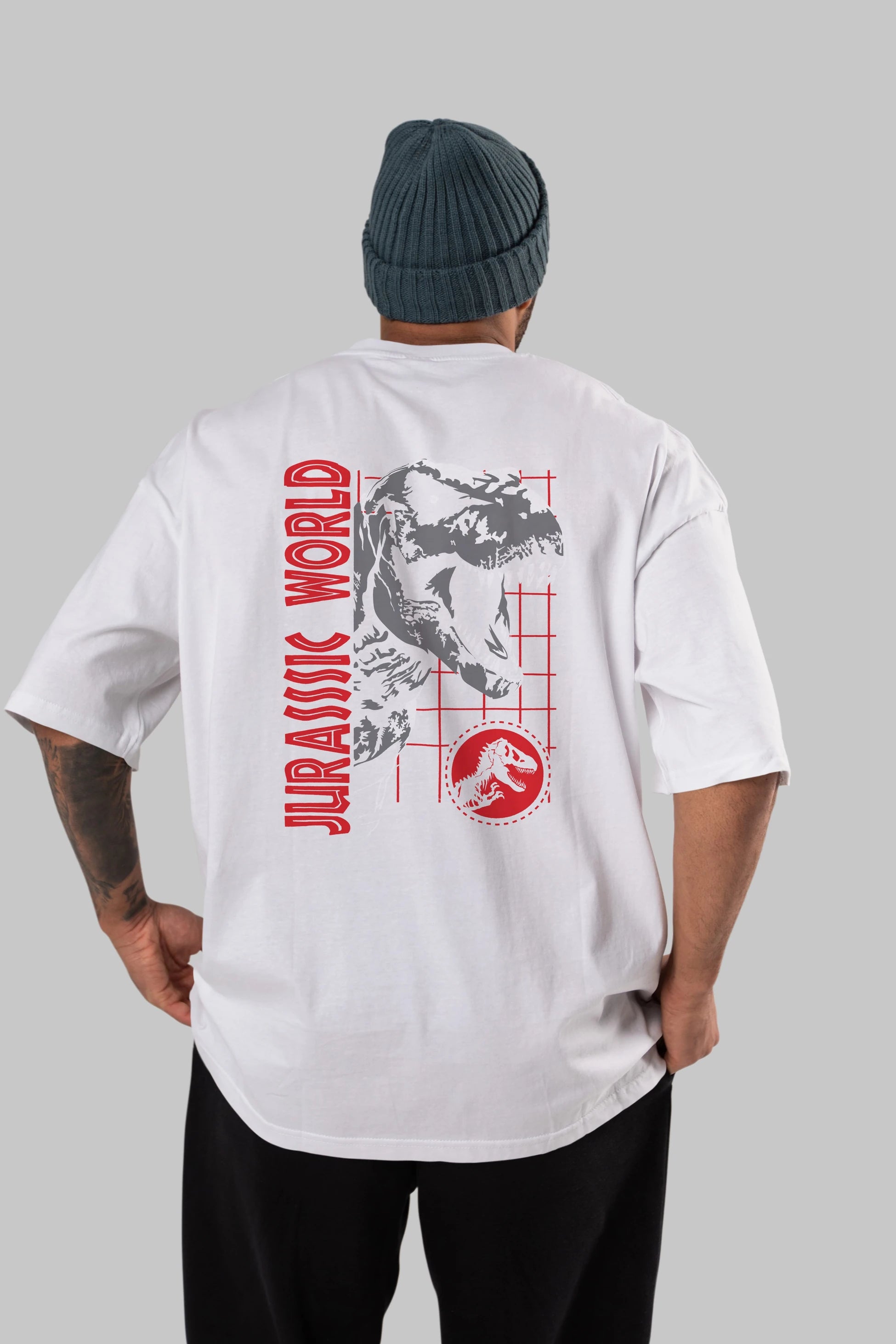 Jurassic Park (2) Arka Baskılı Oversize t-shirt Erkek Kadın Unisex %100 Pamuk Bisiklet Yaka tişort